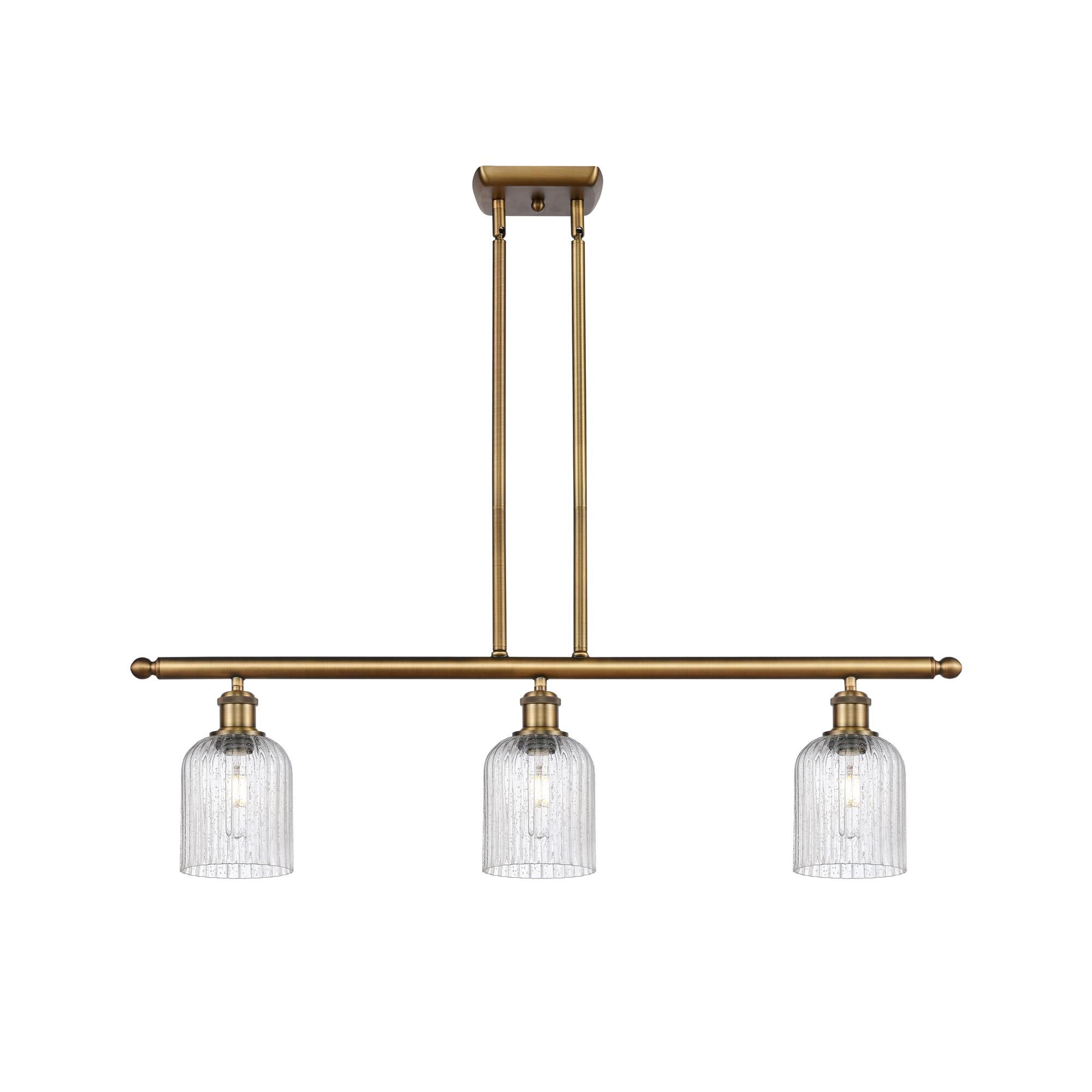 Shown in Brushed Brass finish and Seedy shade