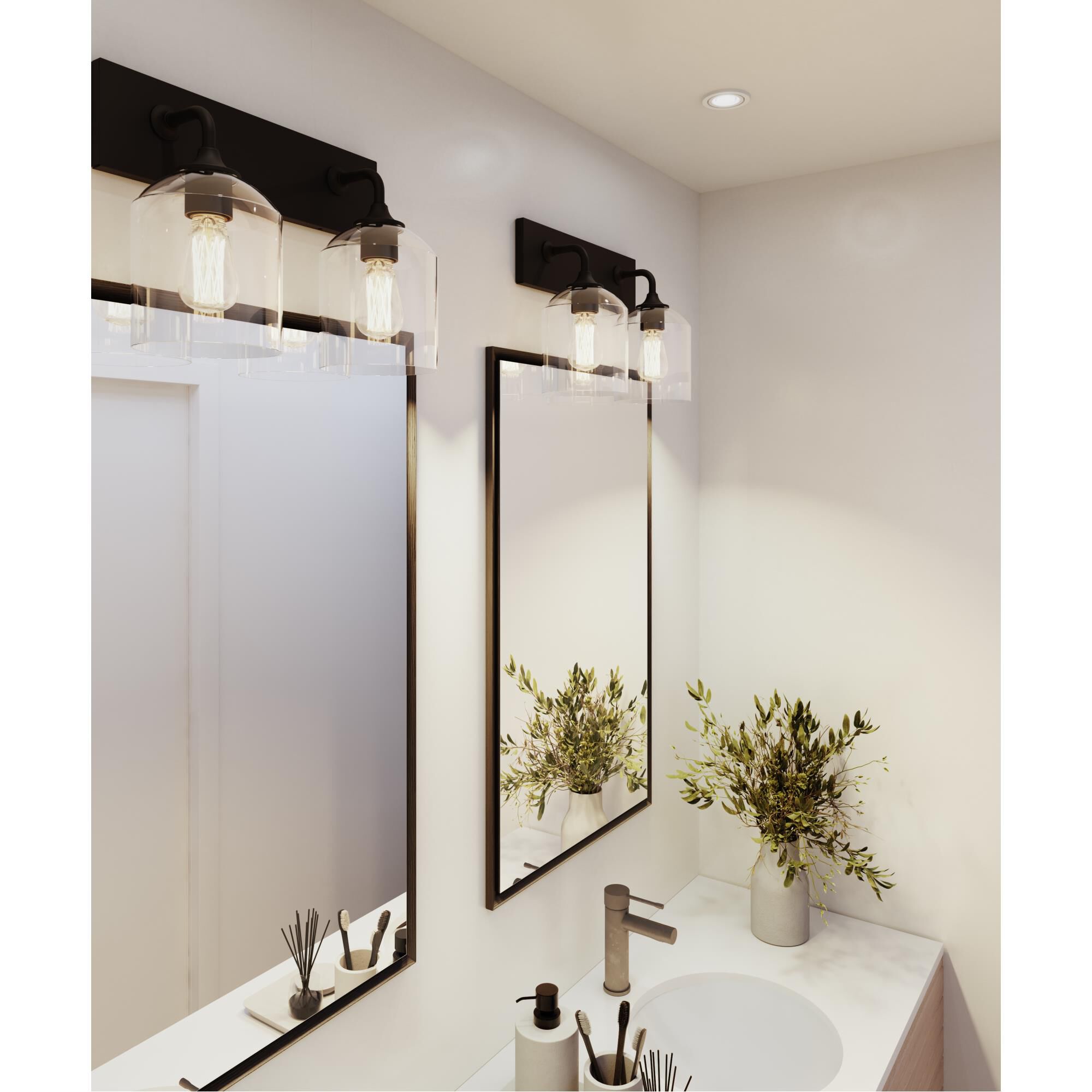 Shown in Black finish and Clear glass and Clear Glass shade