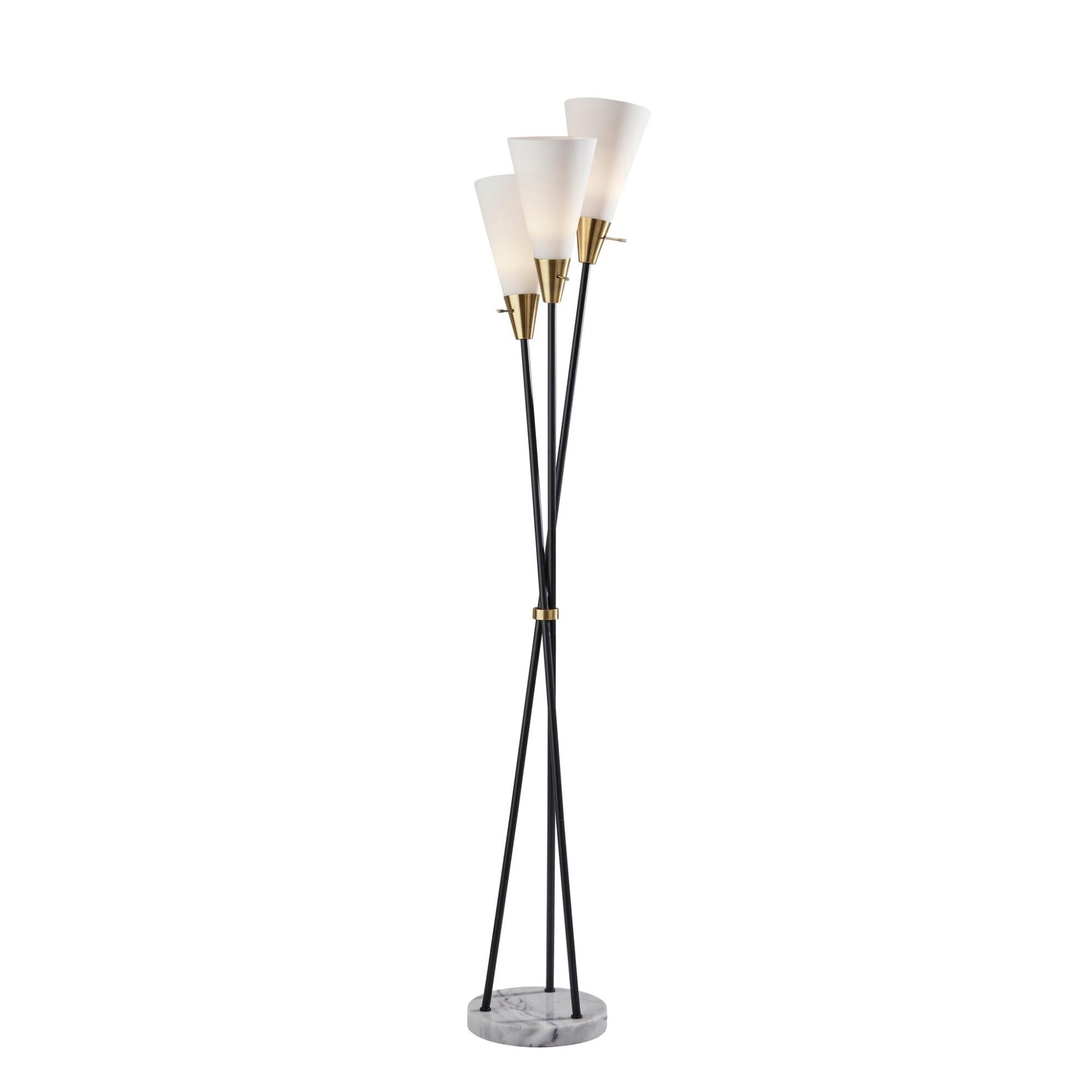 Shown in Black W. Antique Brass Accents finish and X glass and Frosted Glass shade