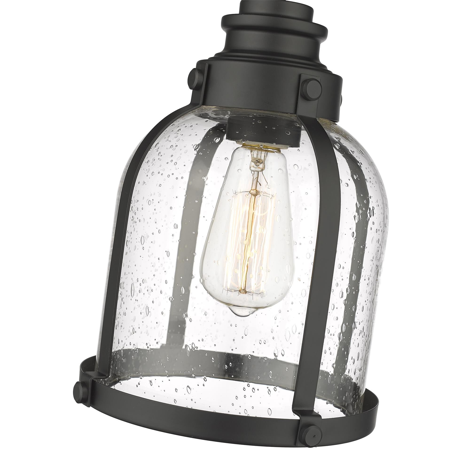 Shown in Matte Black finish and Glass shade