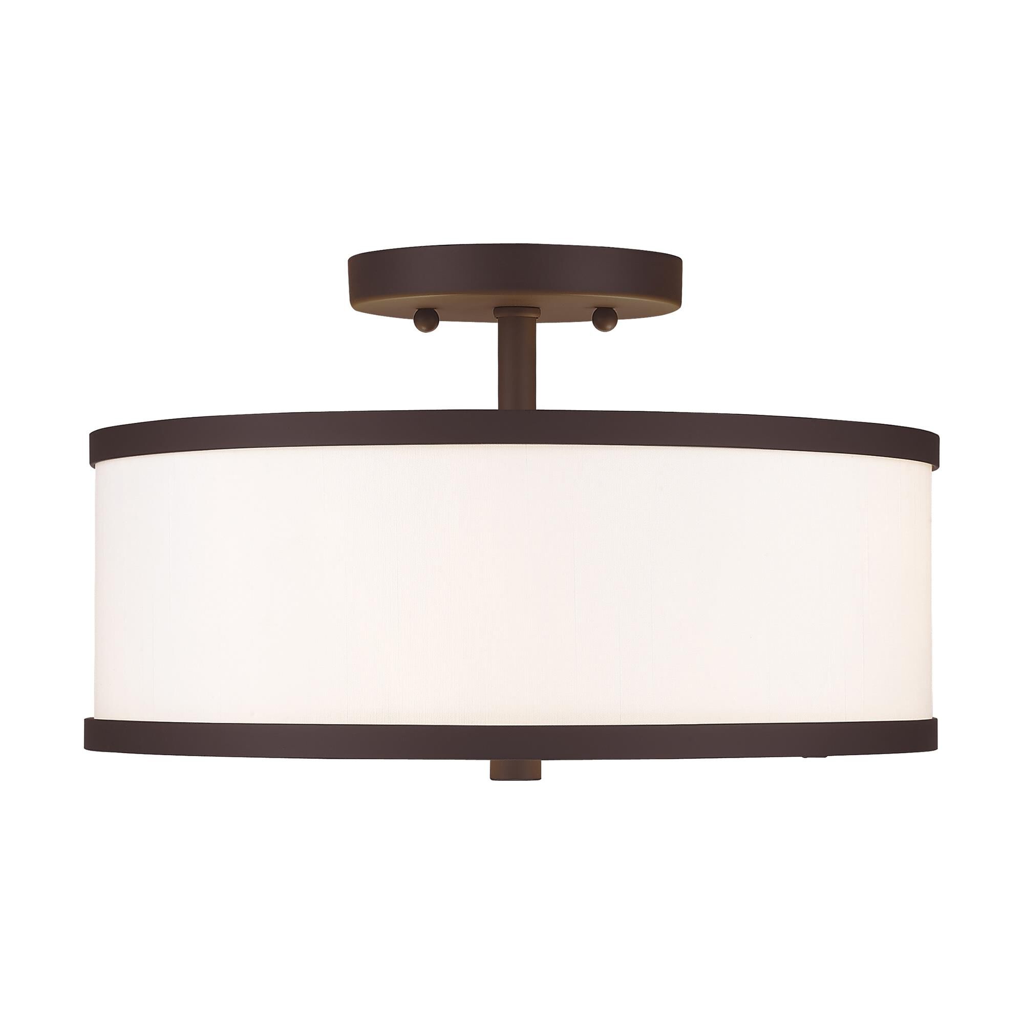 Shown in Bronze finish and Hand Crafted Off-White Fabric Hardback shade