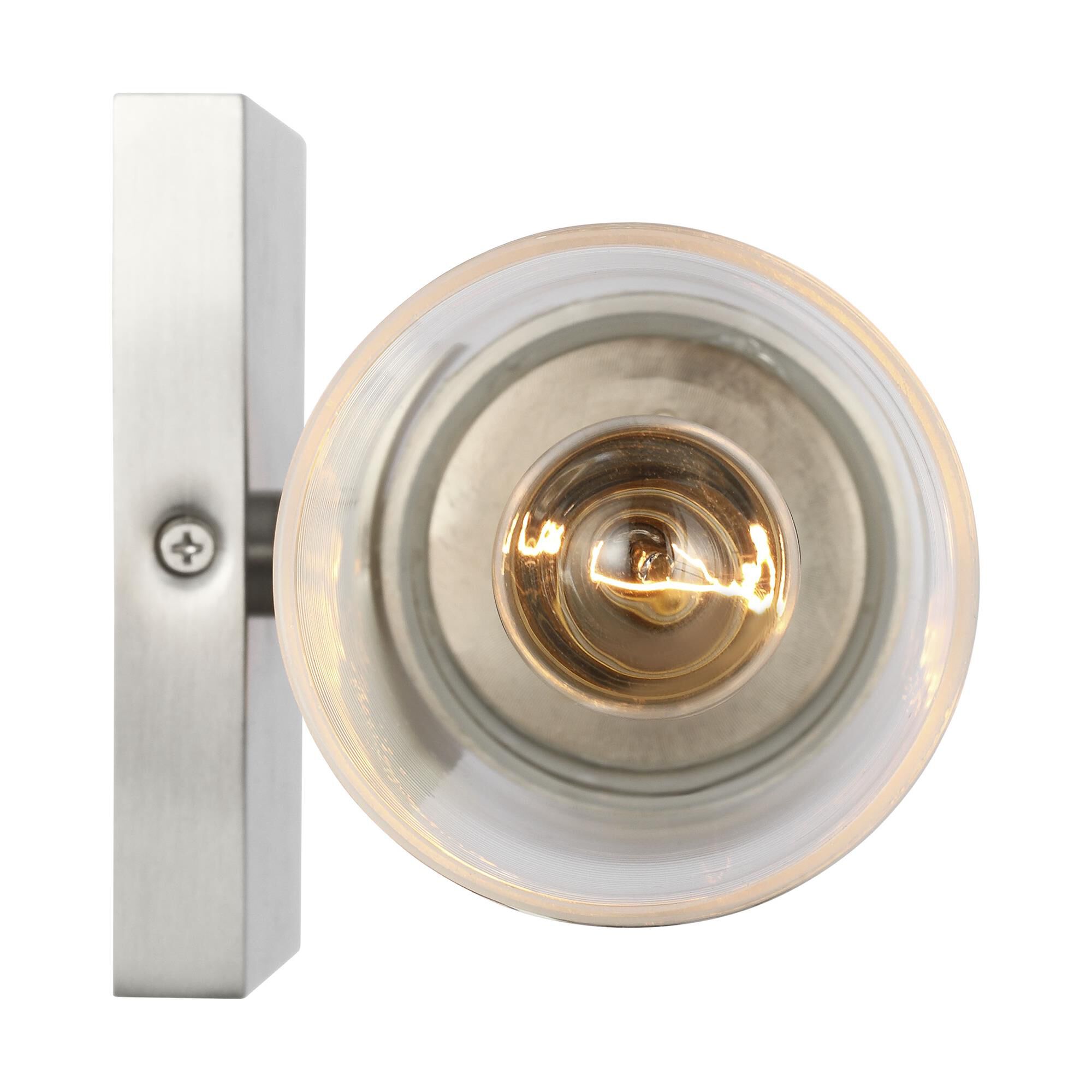 Shown in Brushed Nickel finish and Clear Ribbed glass