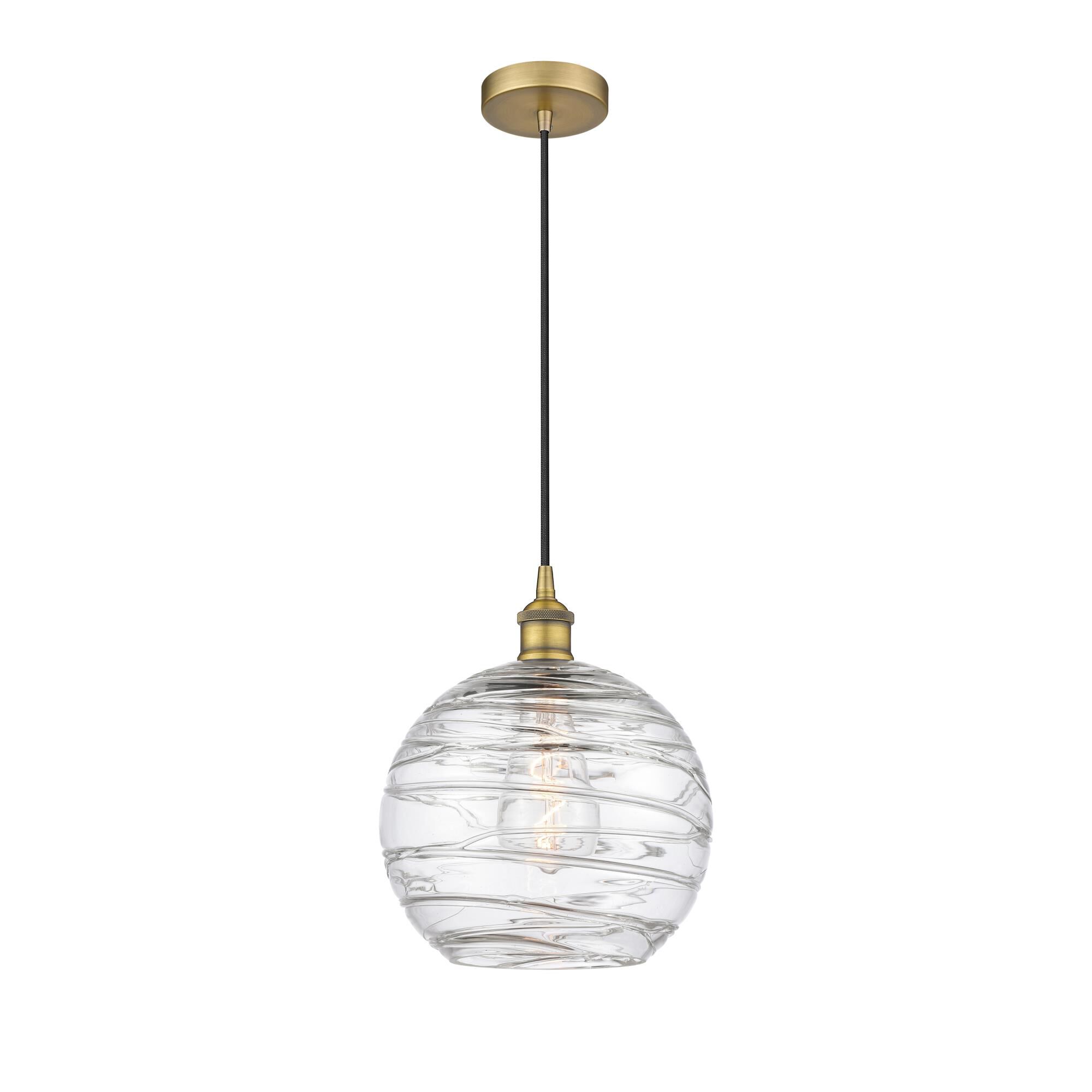 Shown in Brushed Brass finish and Clear Athens Deco Swirl 8