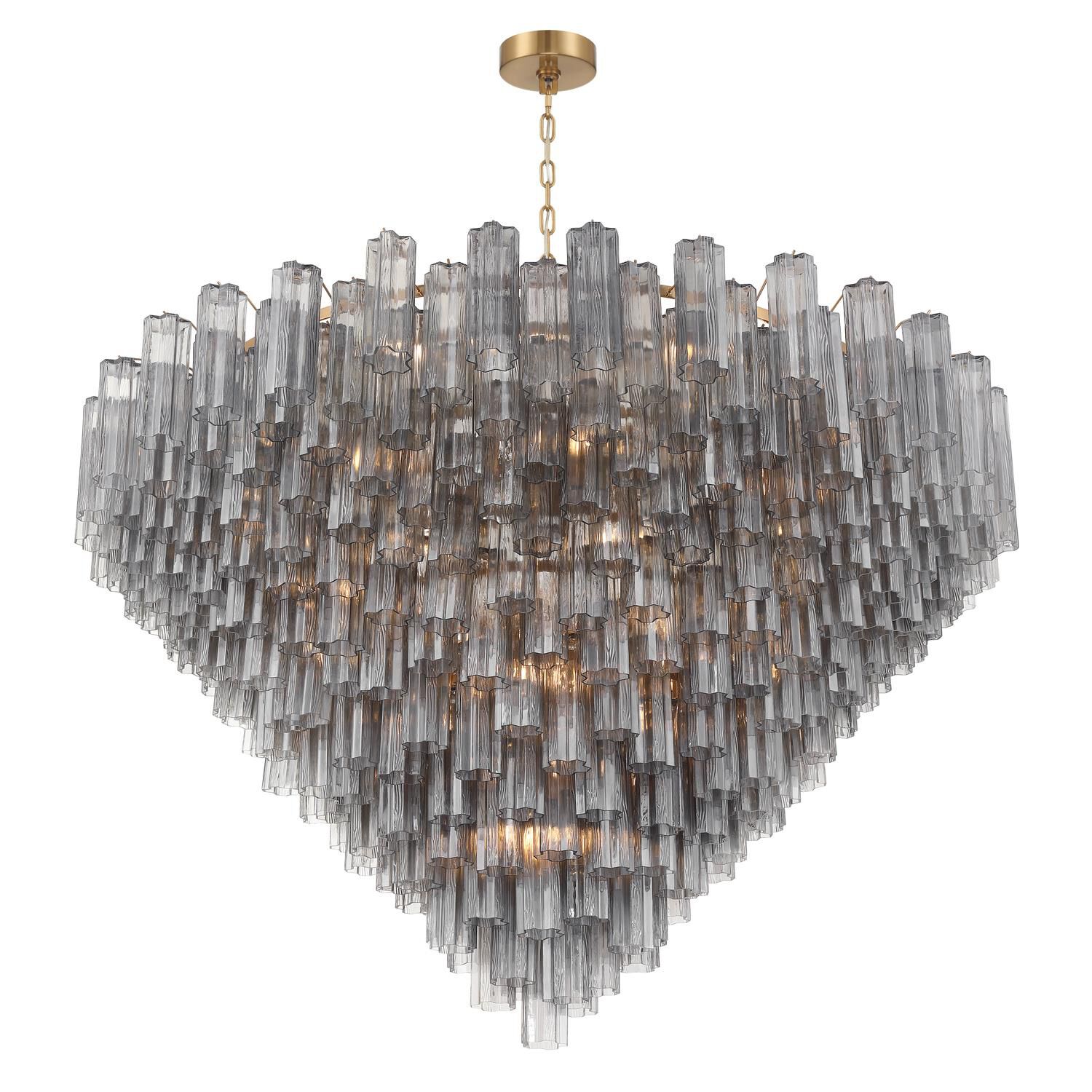 Shown in Aged Brass finish and Tronchi Glass crystal