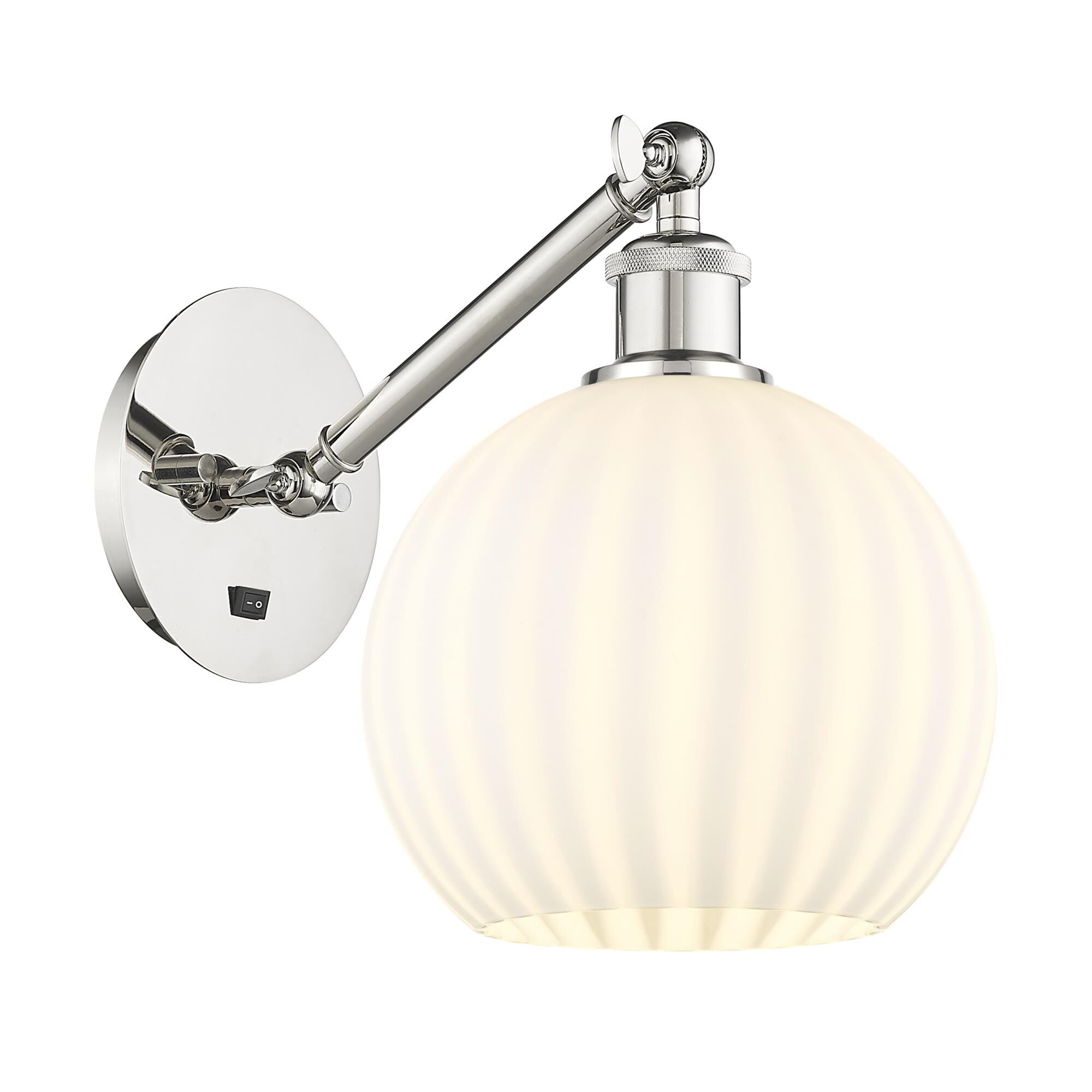 Shown in Polished Nickel finish and White Venetian glass