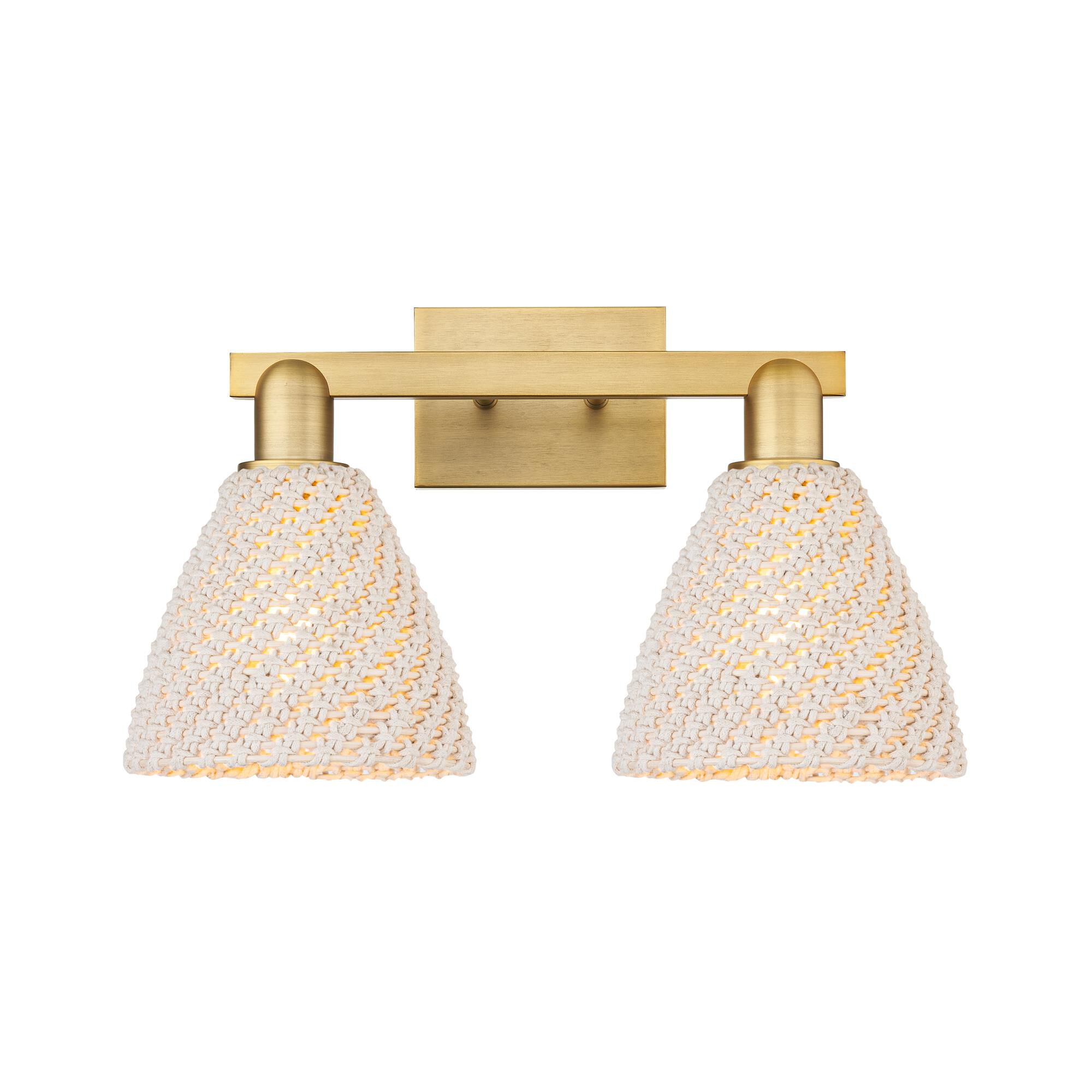 Shown in Brushed Brass finish and Natural shade