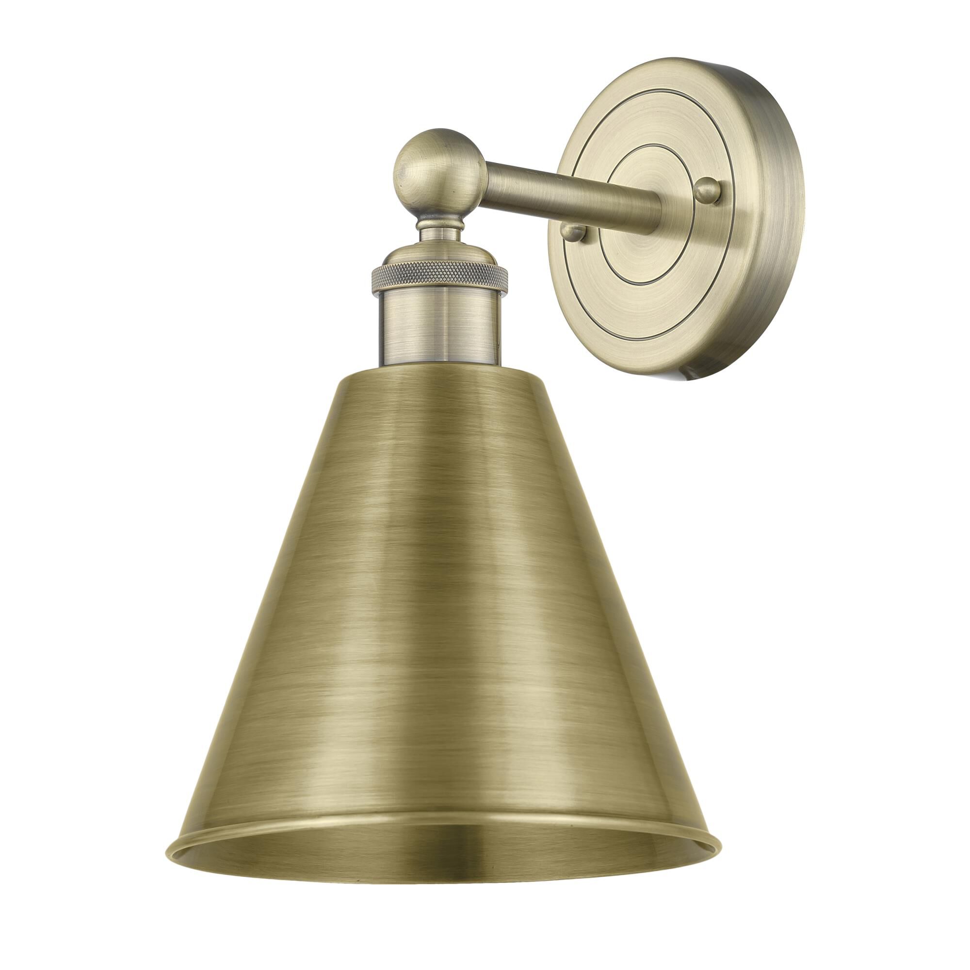 Shown in Antique Brass finish and Antique Brass shade