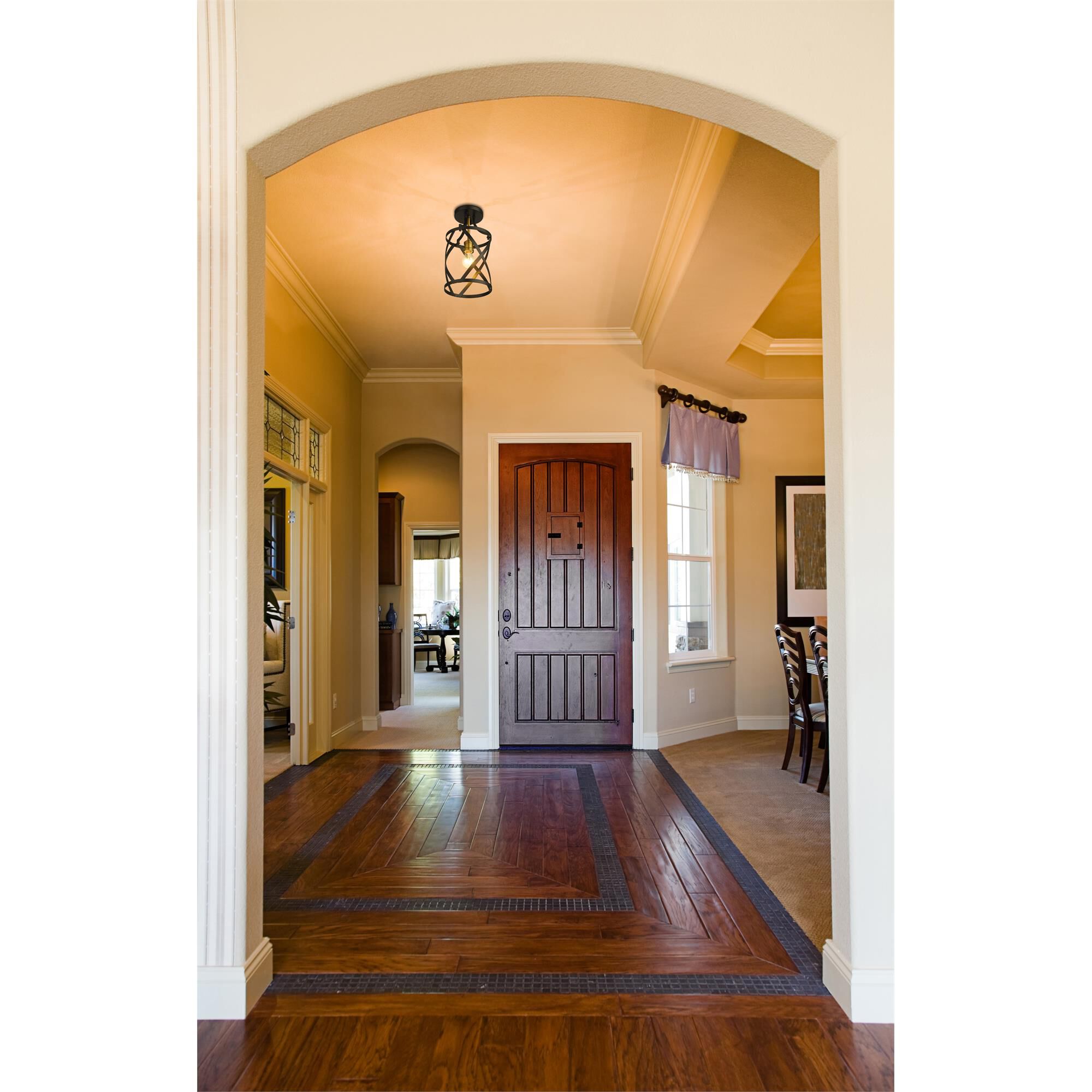 Shown in Matte Black + Olde Brass finish and --- glass and --- shade