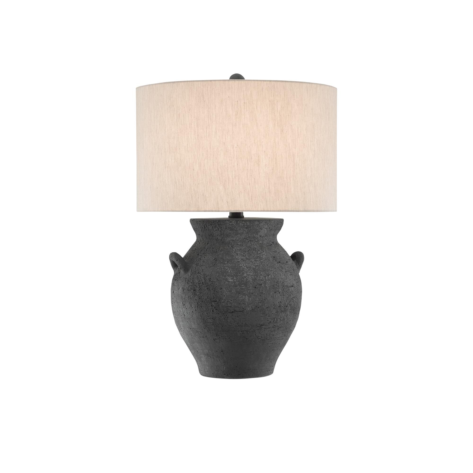 Shown in Black Ash/Satin Black finish and Natural Linen shade