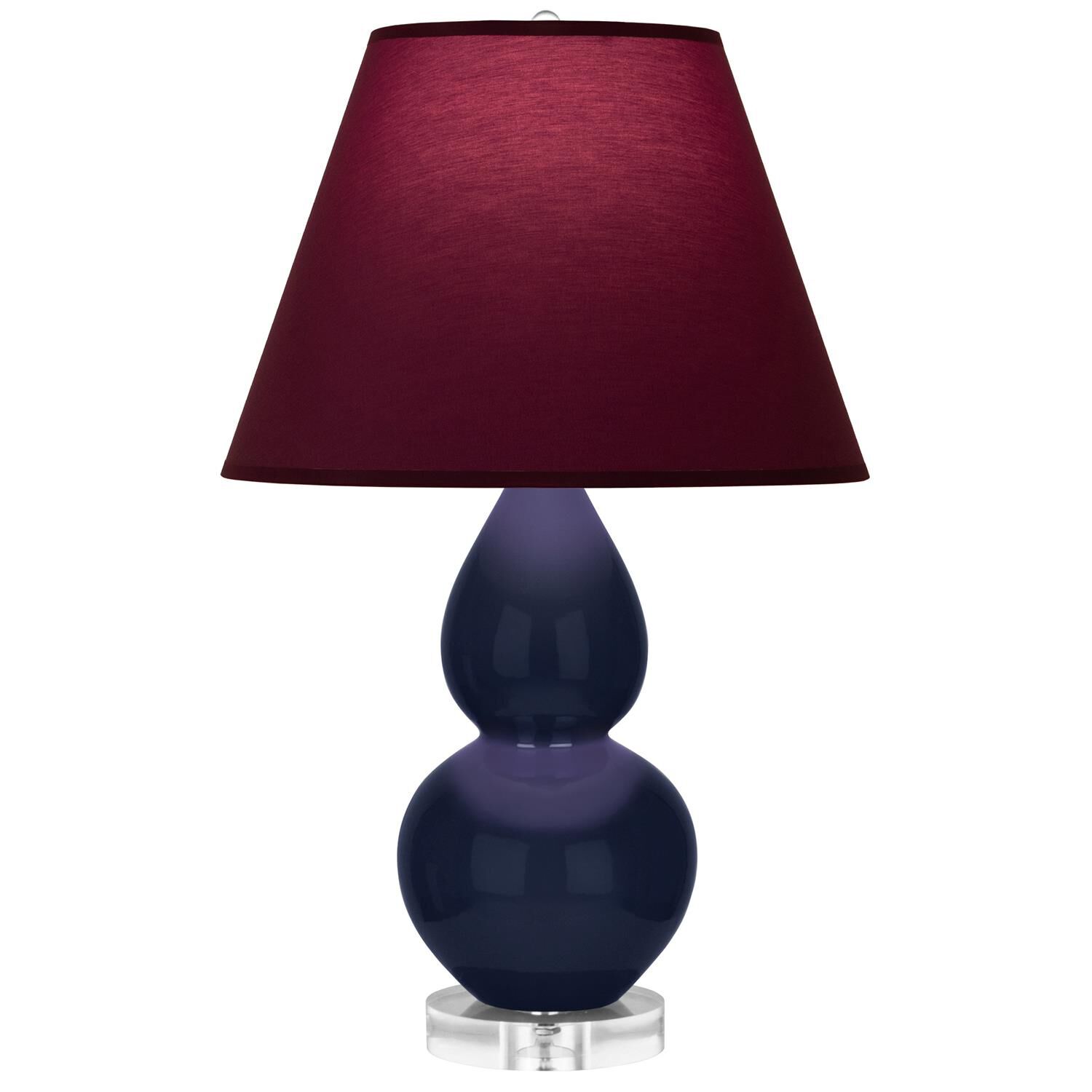 Shown in Midnight Blue finish and Plum and Lavender shade and Lucite accent