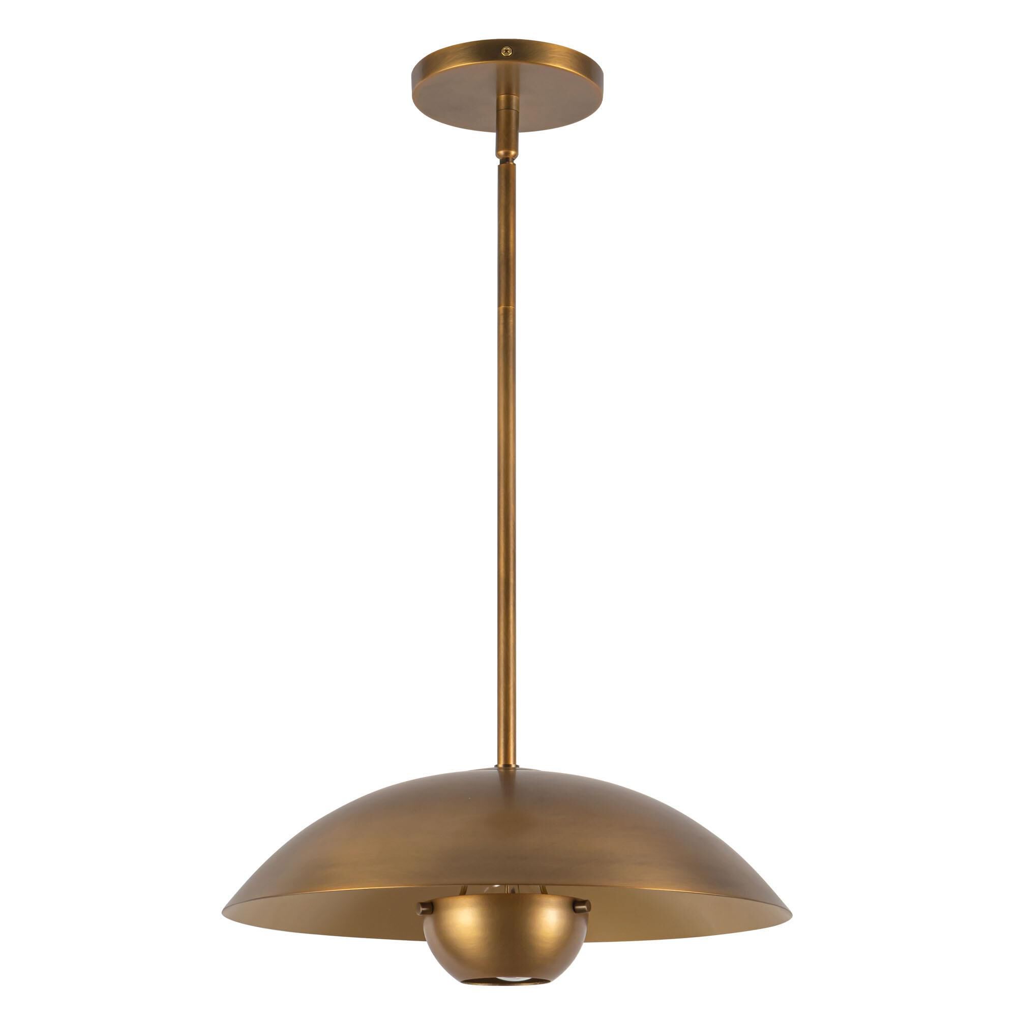Shown in Vintage Brass finish and Steel shade
