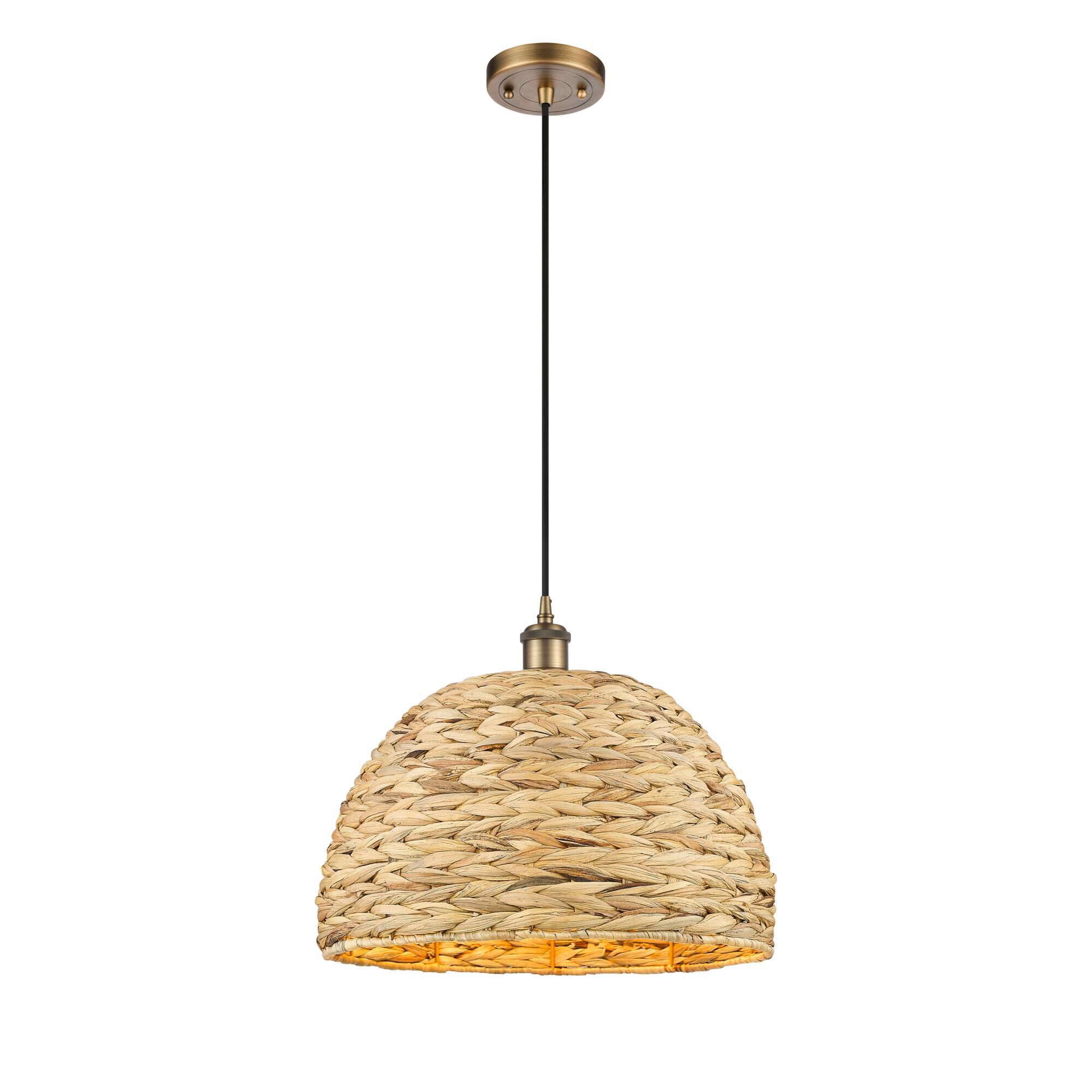 Bruno Marashlian Woven Rattan 16 Inch Large Pendant by Innovations Lighting