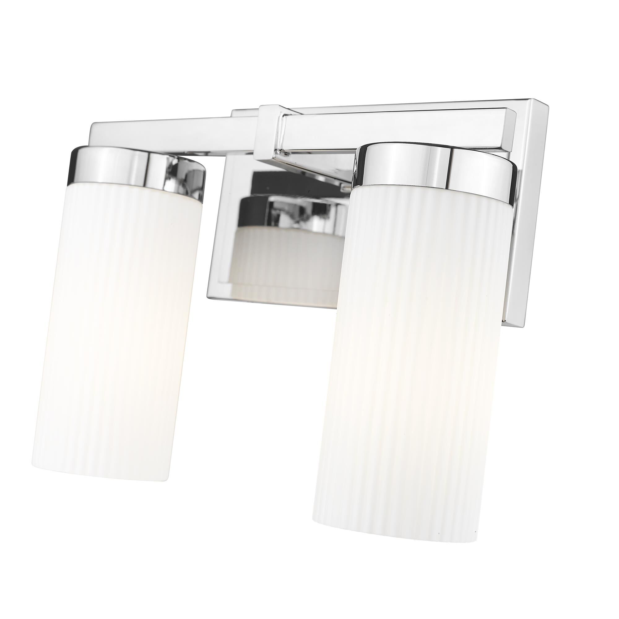 Shown in Chrome finish and White glass and White shade