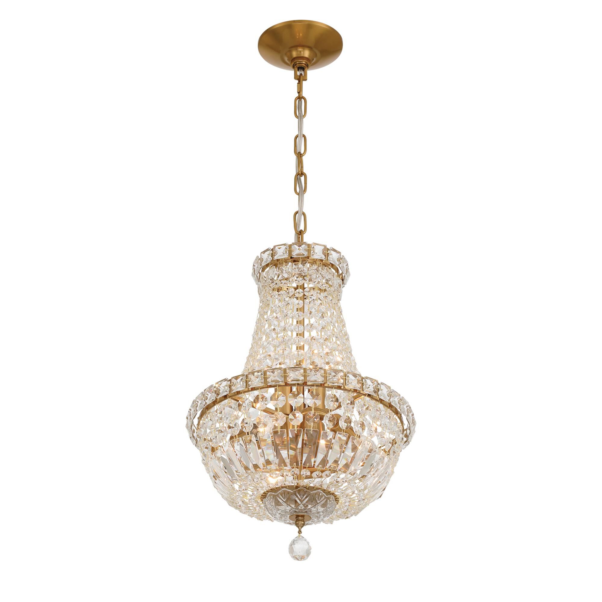 Shown in Aged Brass finish and Hand Cut crystal