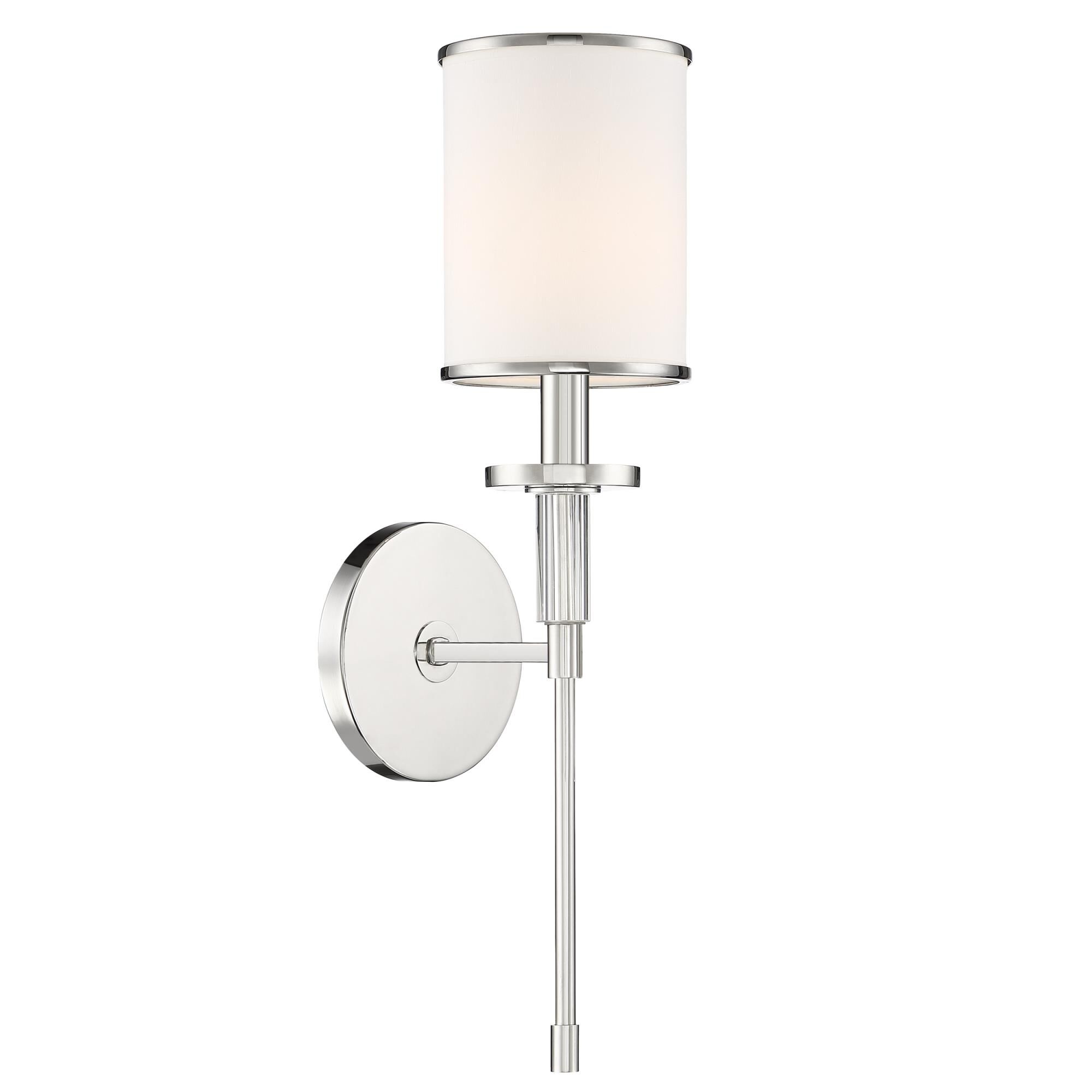 Shown in Polished Nickel finish and White Silk shade