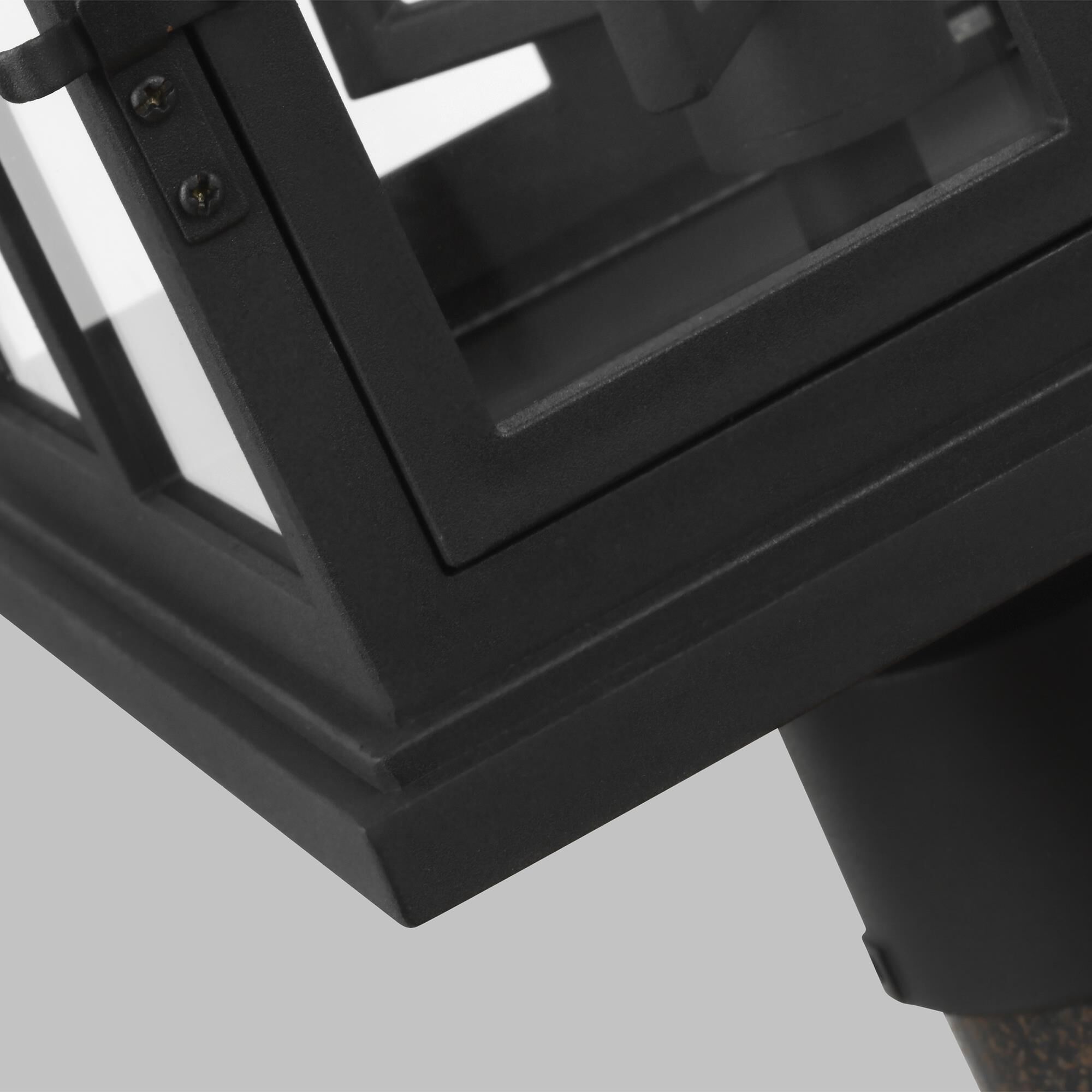 Shown in Textured Black finish and Clear Panels glass