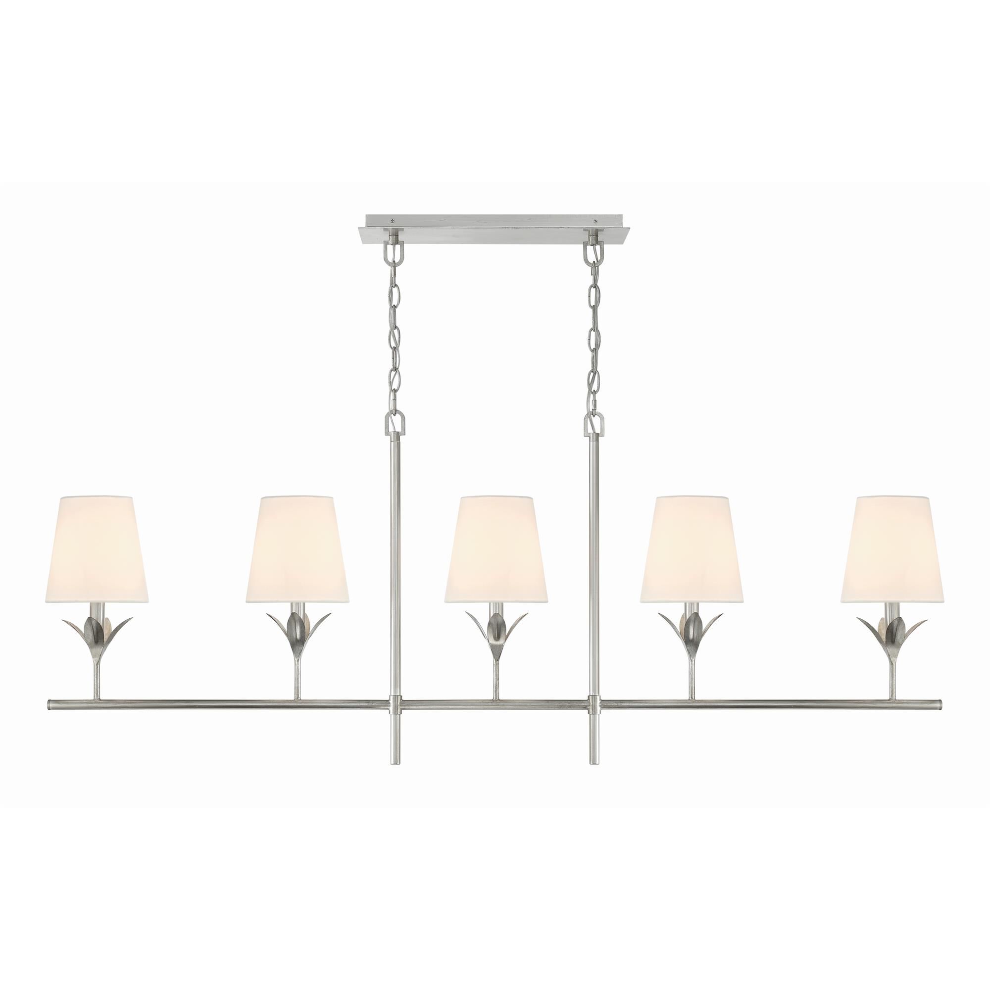 Shown in Antique Silver finish and Silk glass and Silk shade
