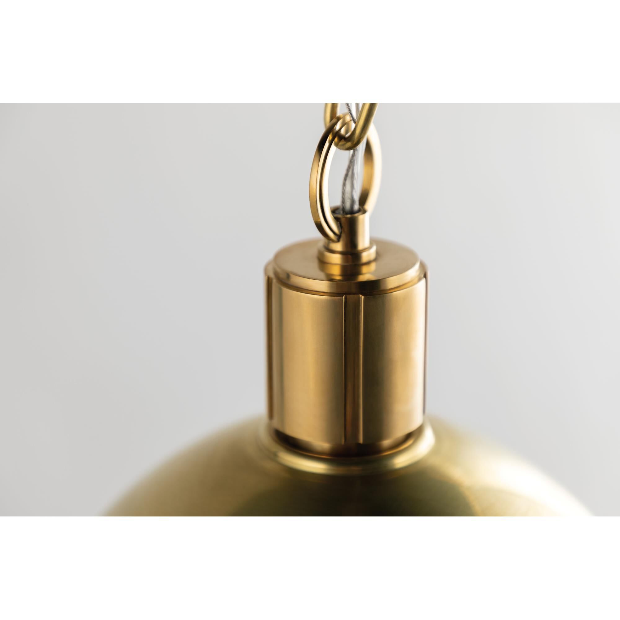 Shown in Aged Brass finish and White Inside-Clear Outside glass