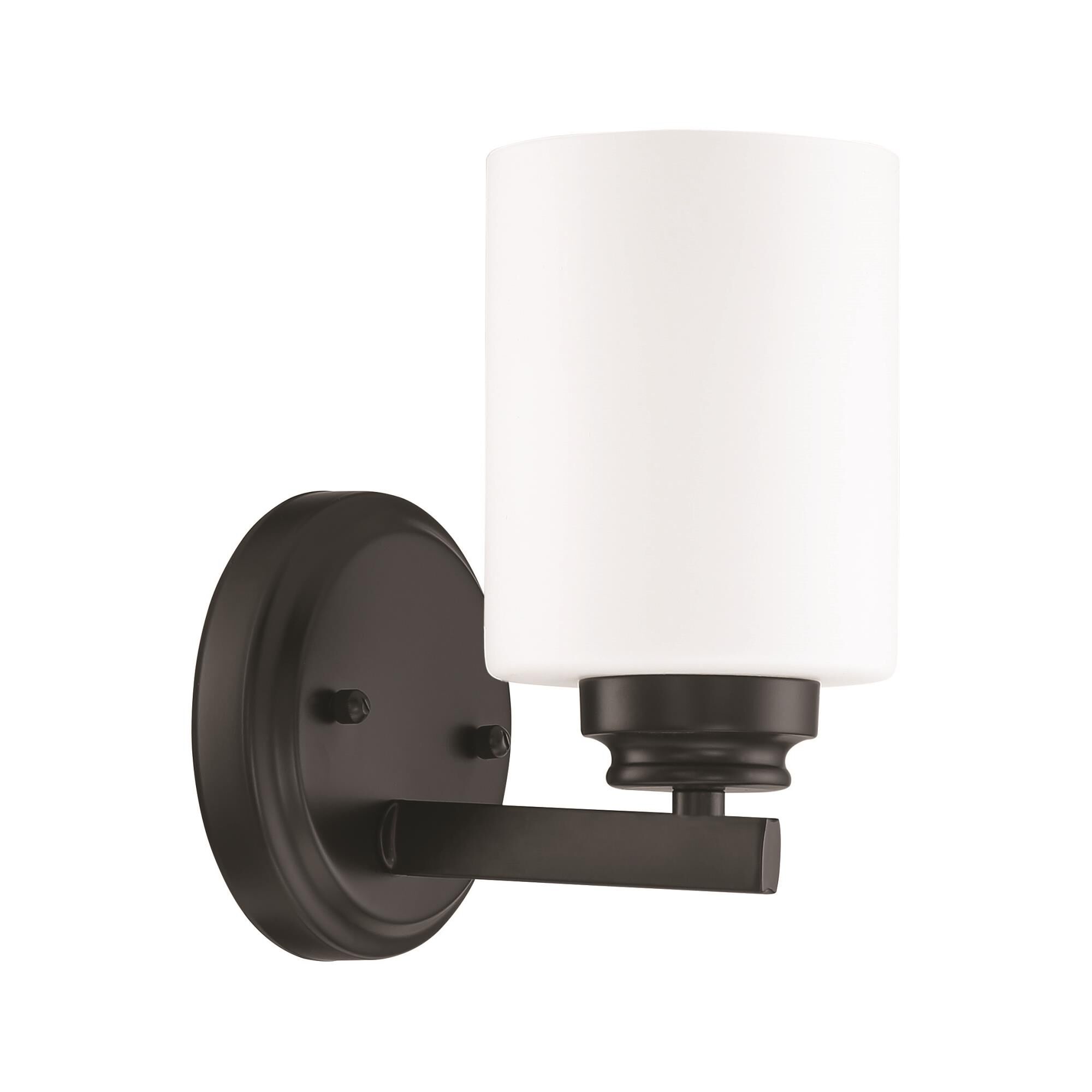 Shown in Flat Black finish and White Frosted glass and Glass shade