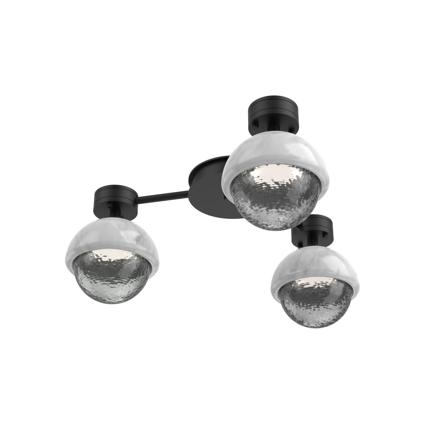 Shown in Matte Black finish and Smoke glass and White Marble accent