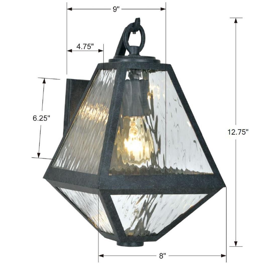 Shown in Black Charcoal finish and Water Glass glass