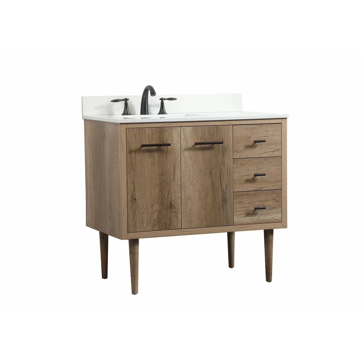 Shown in Natural Oak finish and Backsplash accent