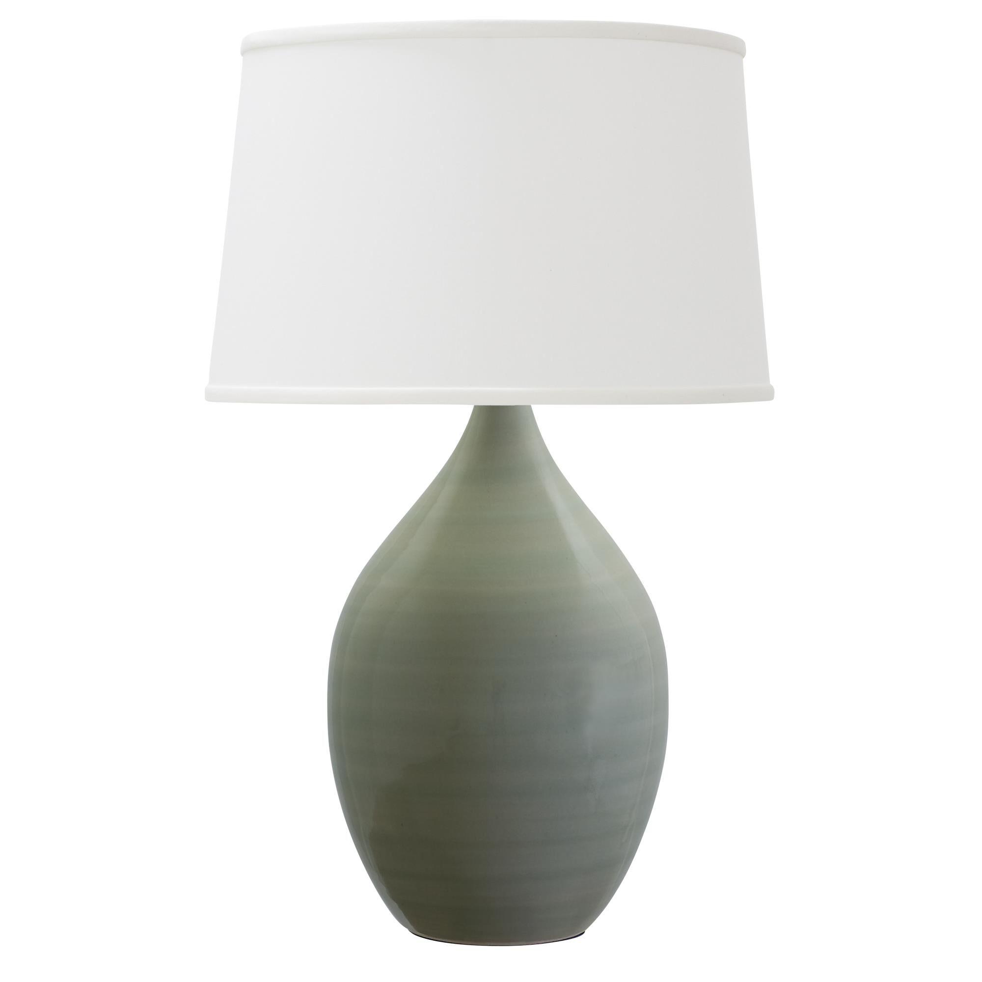 Shown in Celadon finish and Off White Linen Hardback shade