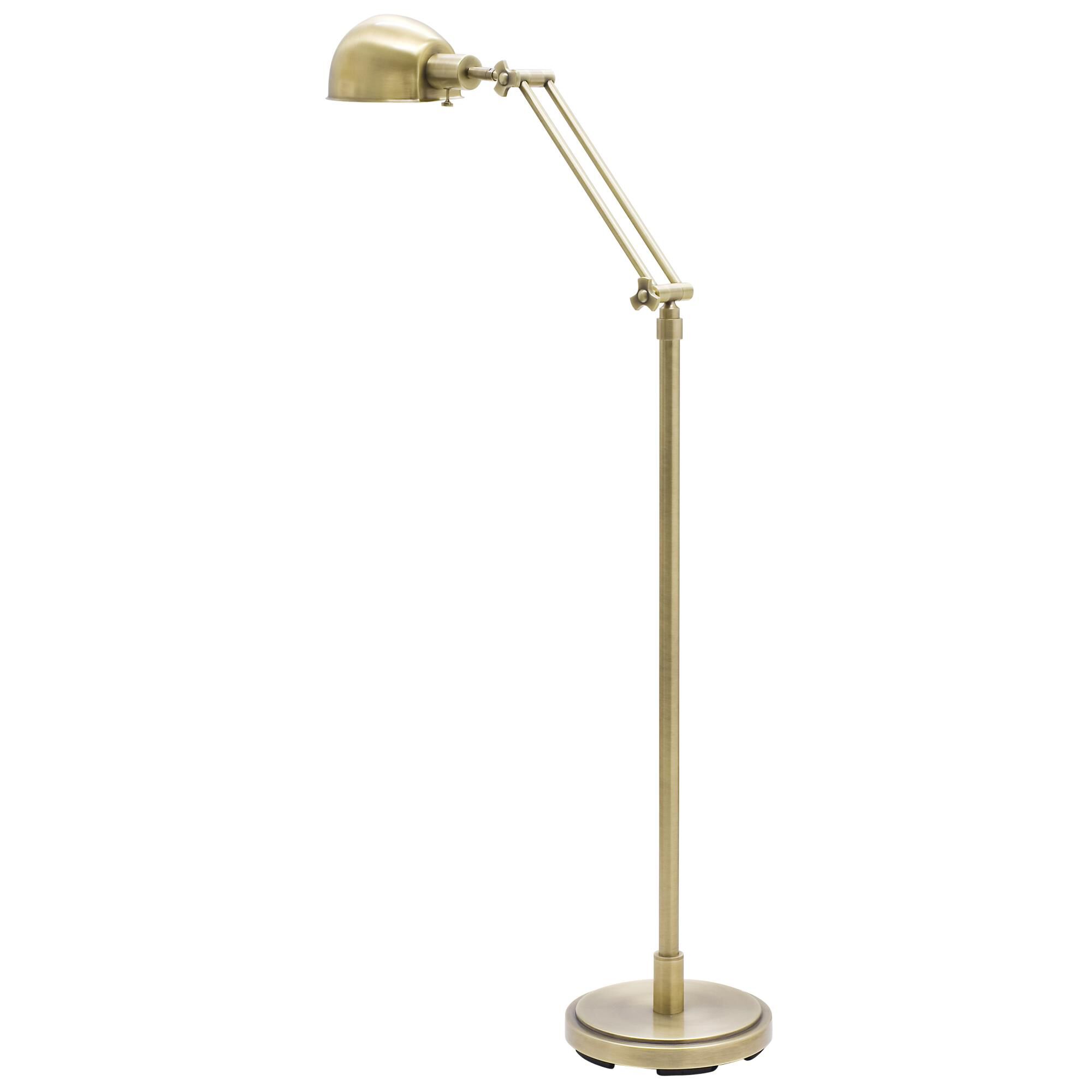 Shown in Antique Brass finish and Metal shade