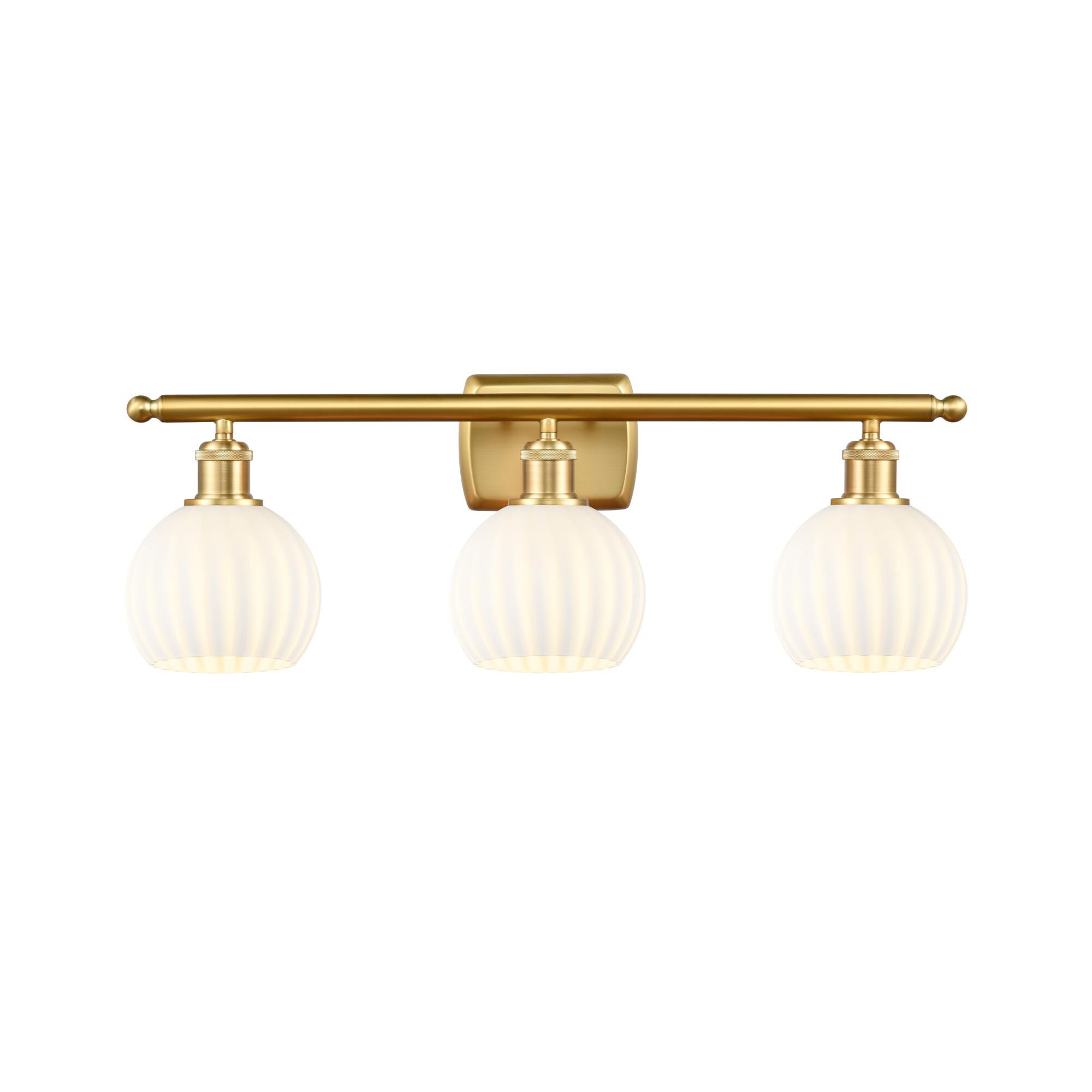 Shown in Satin Gold finish and White Venetian glass