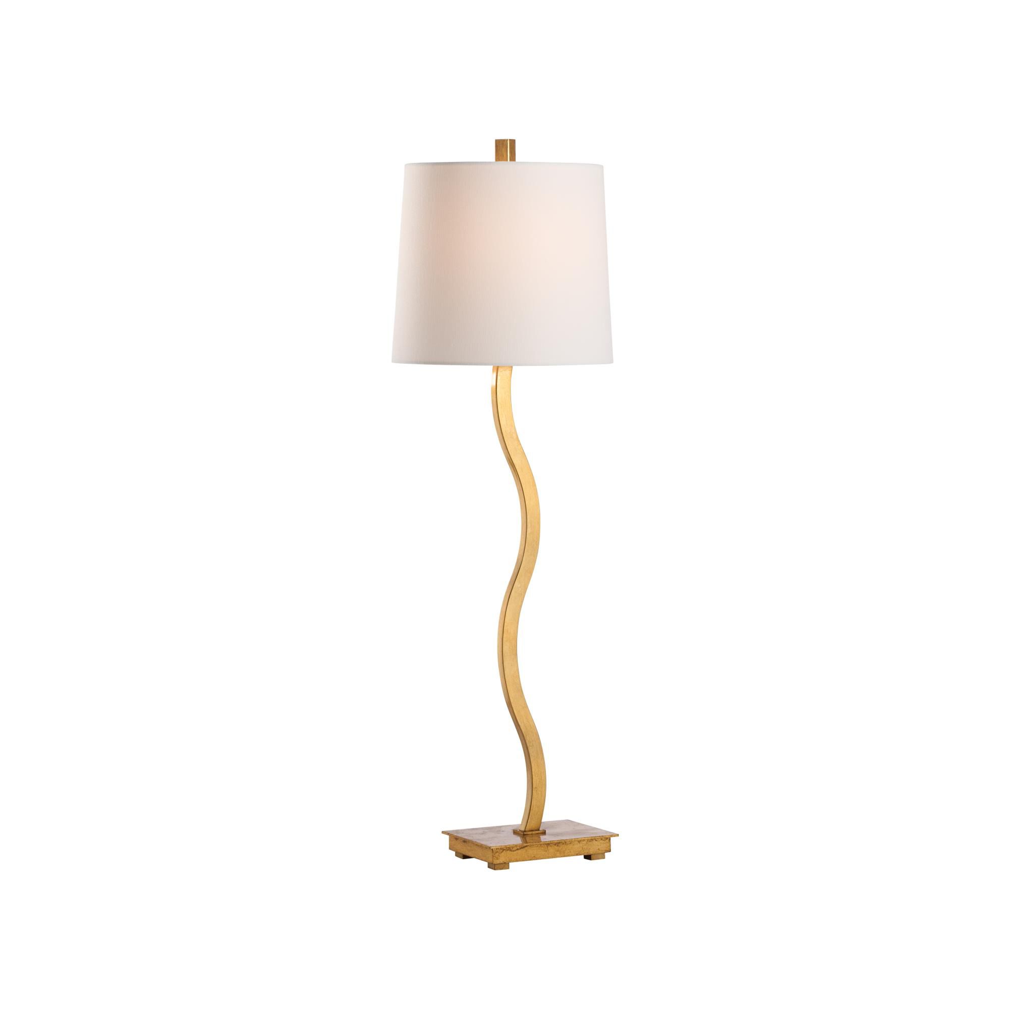 Shown in Gold finish and Linen shade