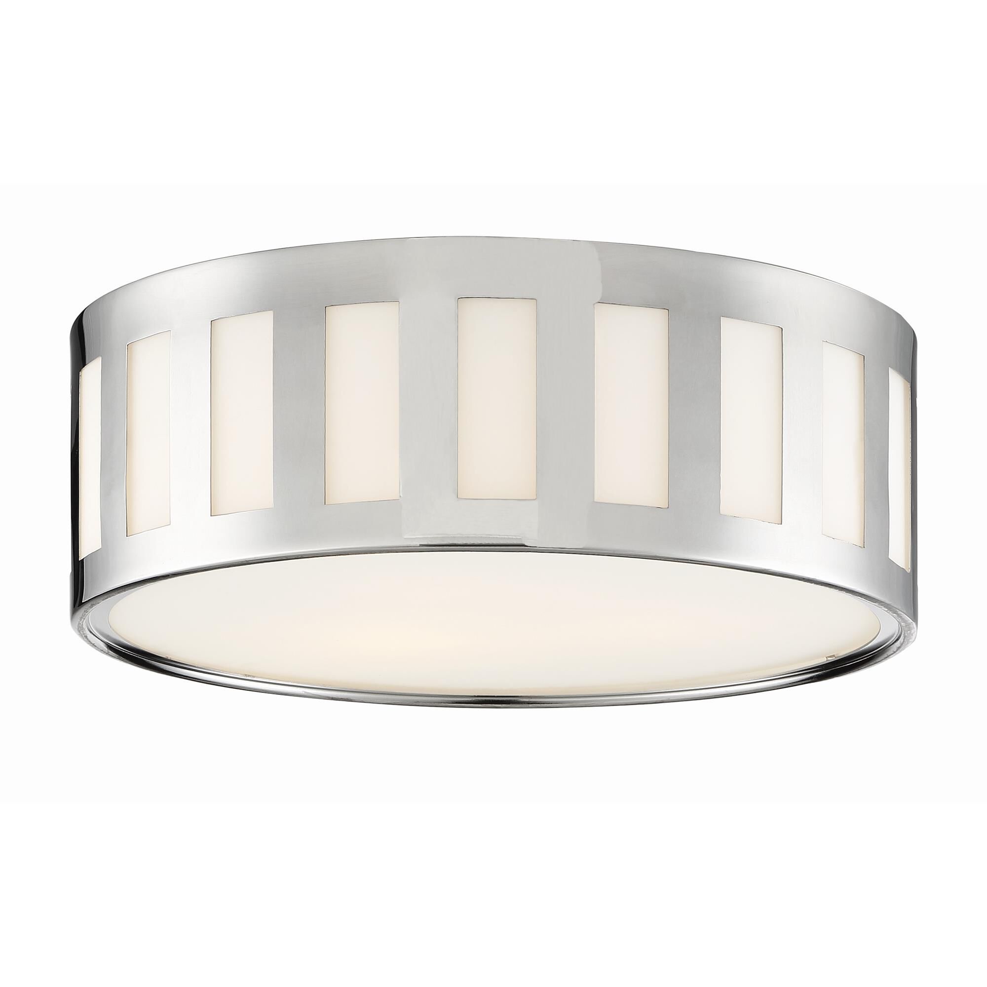 Shown in Polished Nickel finish and White glass