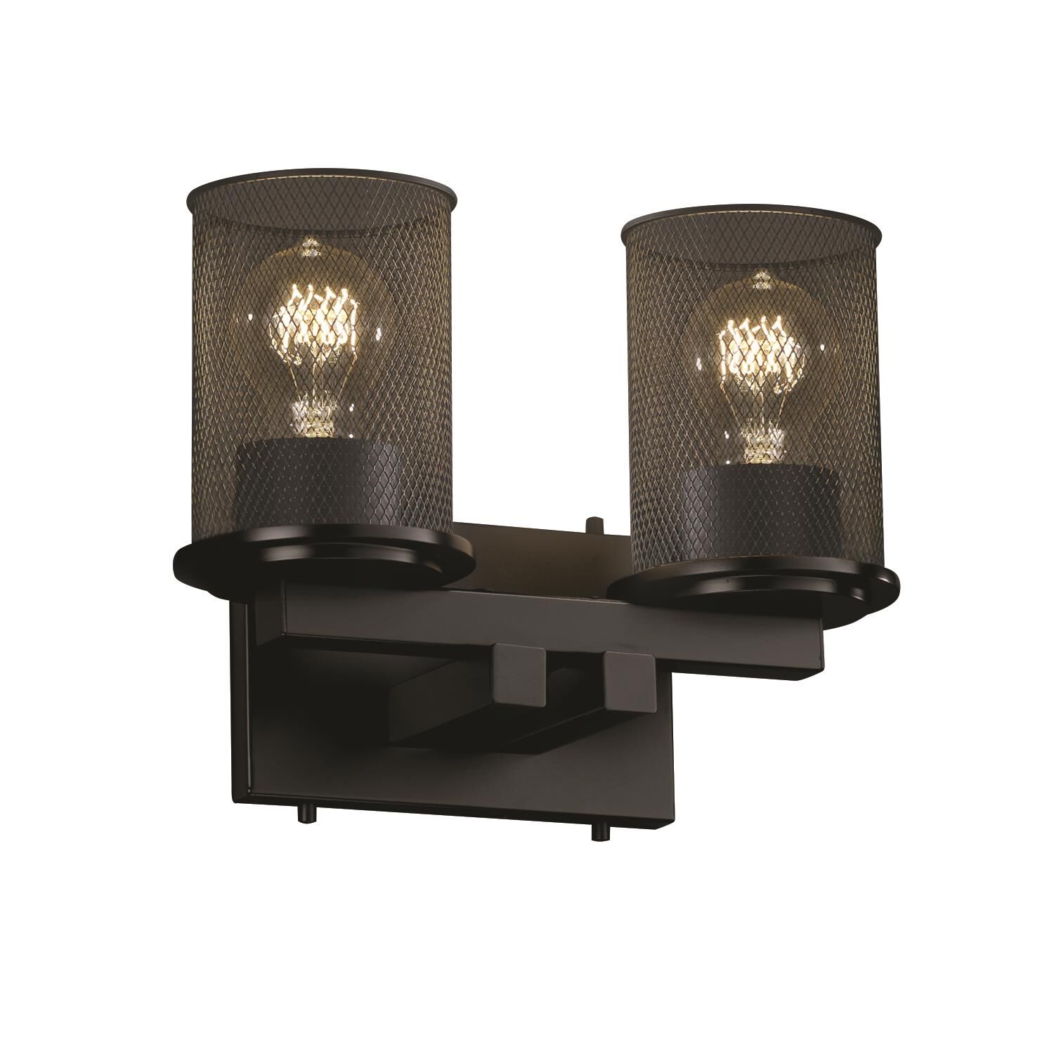 Shown in Matte Black finish and Wire Mesh shade and Cylinder with Flat Rim accent