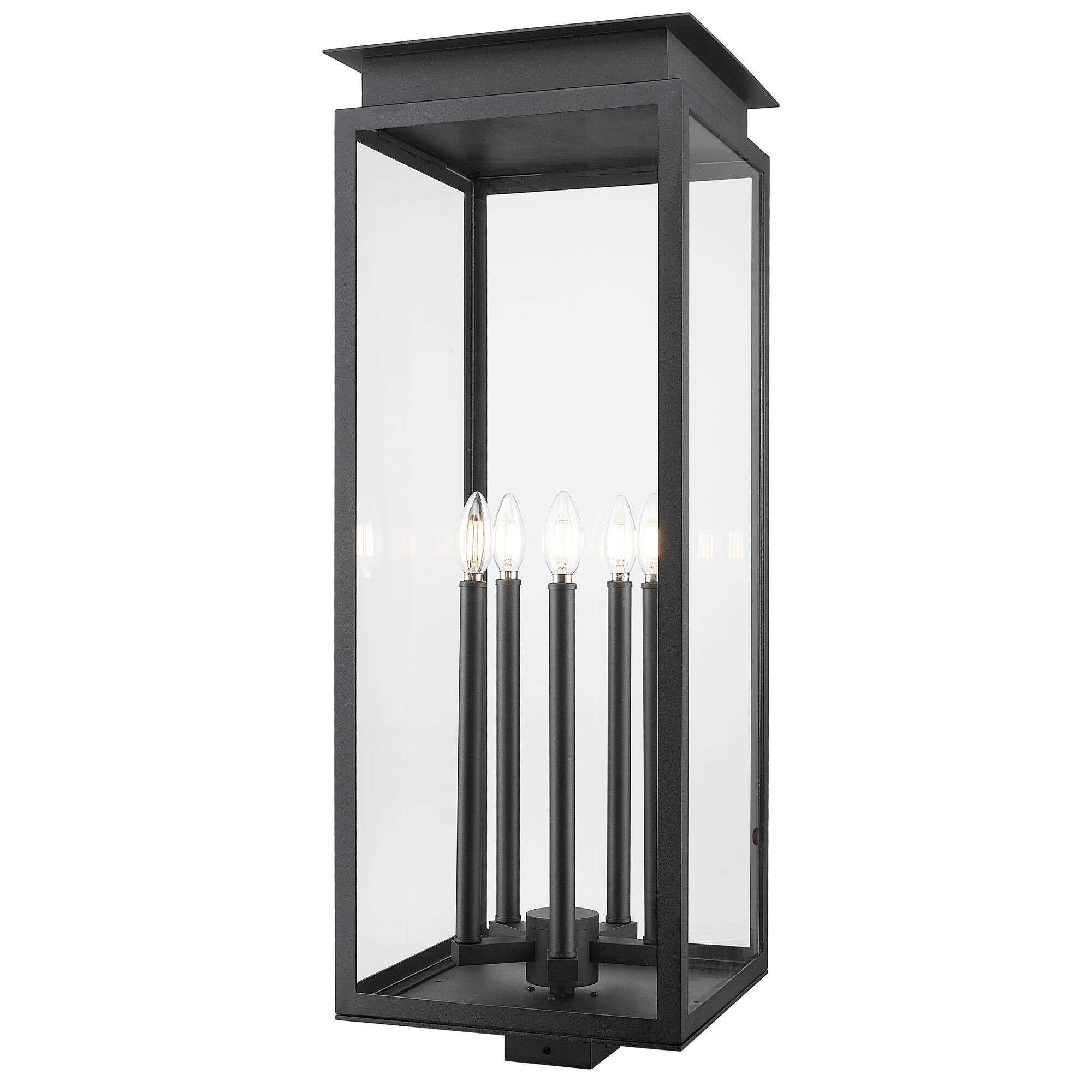 Shown in Black finish and Clear glass and Clear shade