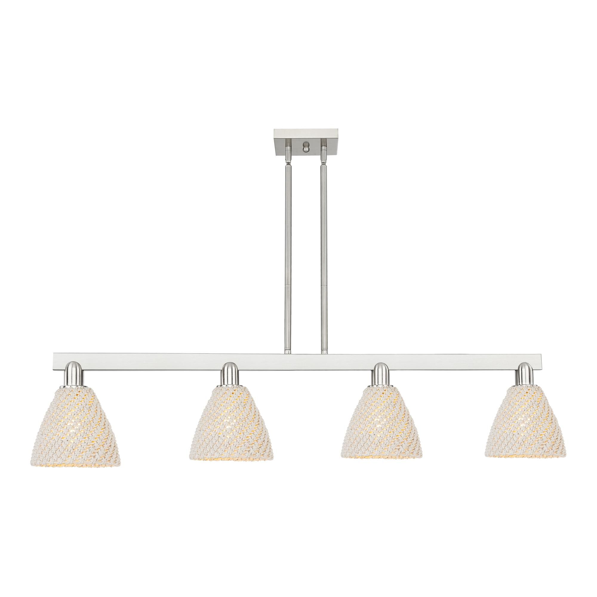 Shown in Brushed Satin Nickel finish and Natural shade