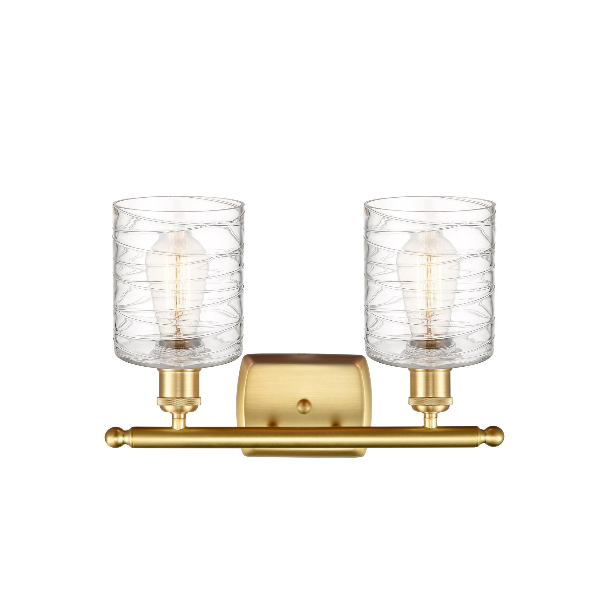 Shown in Satin Gold finish and Deco Swirl glass