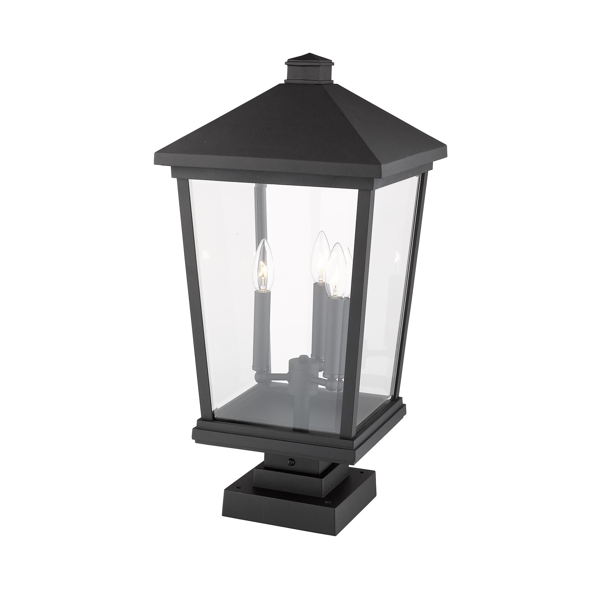 Shown in Black finish and Glass shade