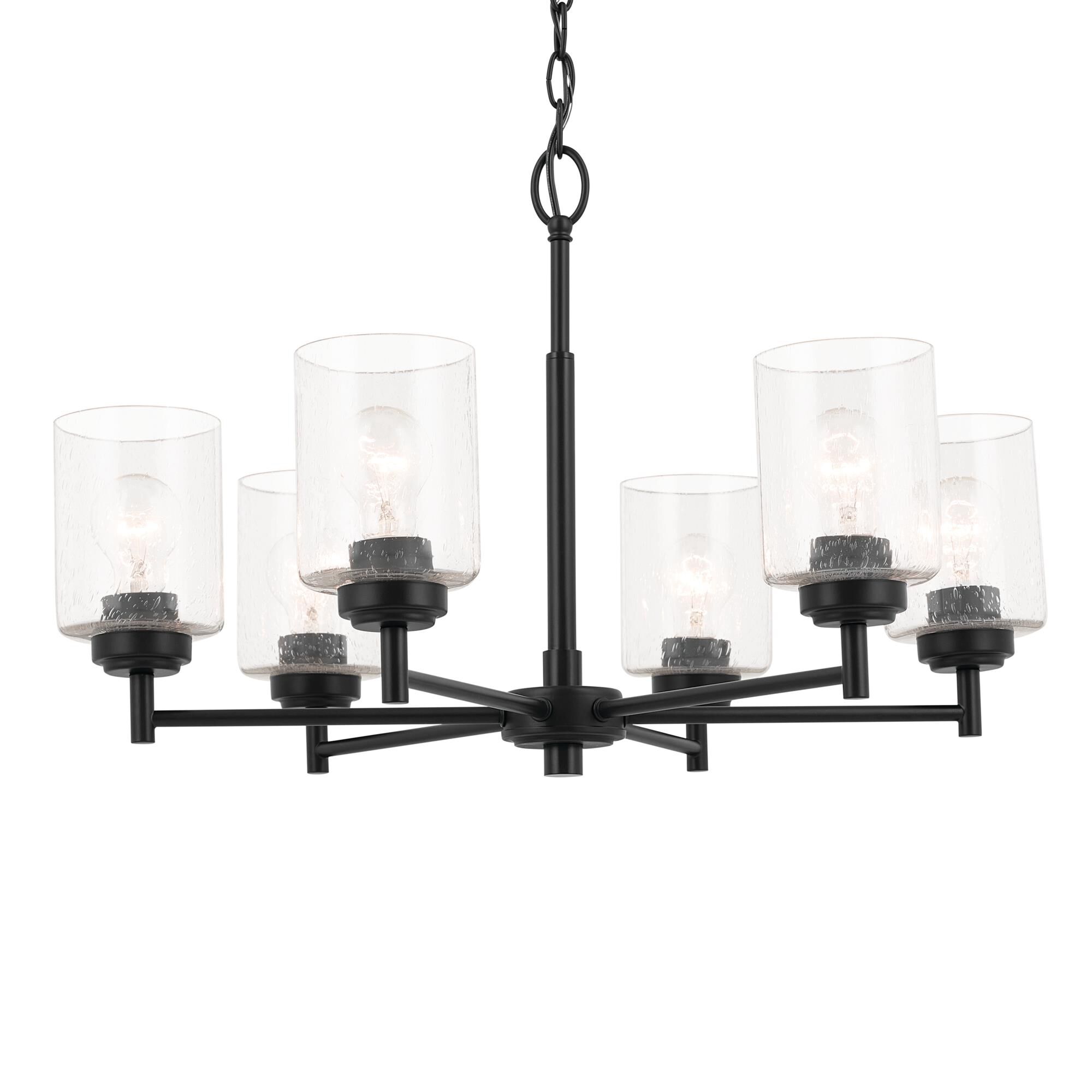 Shown in Black finish and Clear Seeded glass
