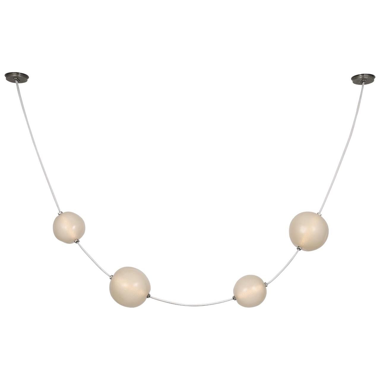 Shown in Bone Suede And Mottled Pewter finish and Fizzy Nude glass