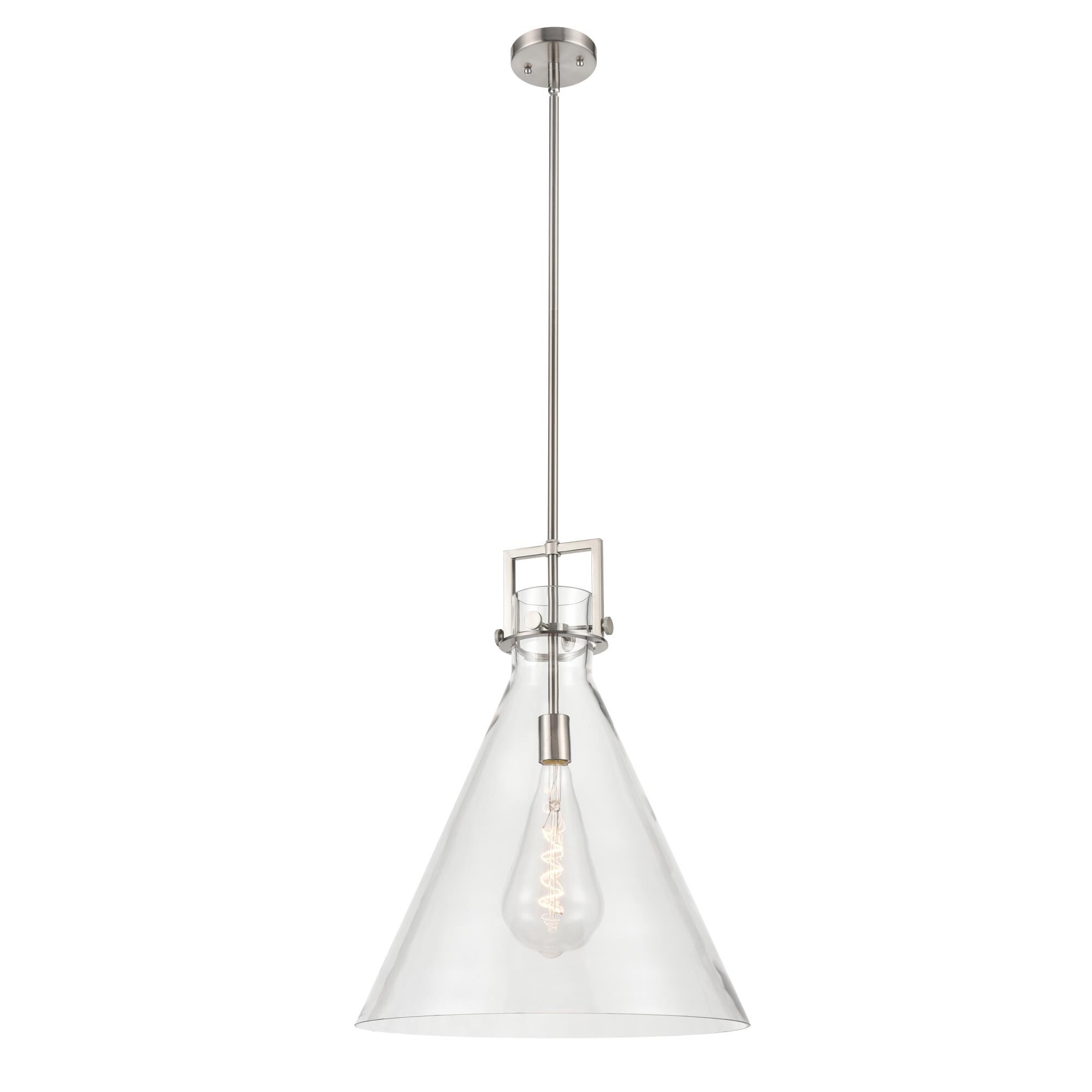 Shown in Satin Nickel finish and Clear glass