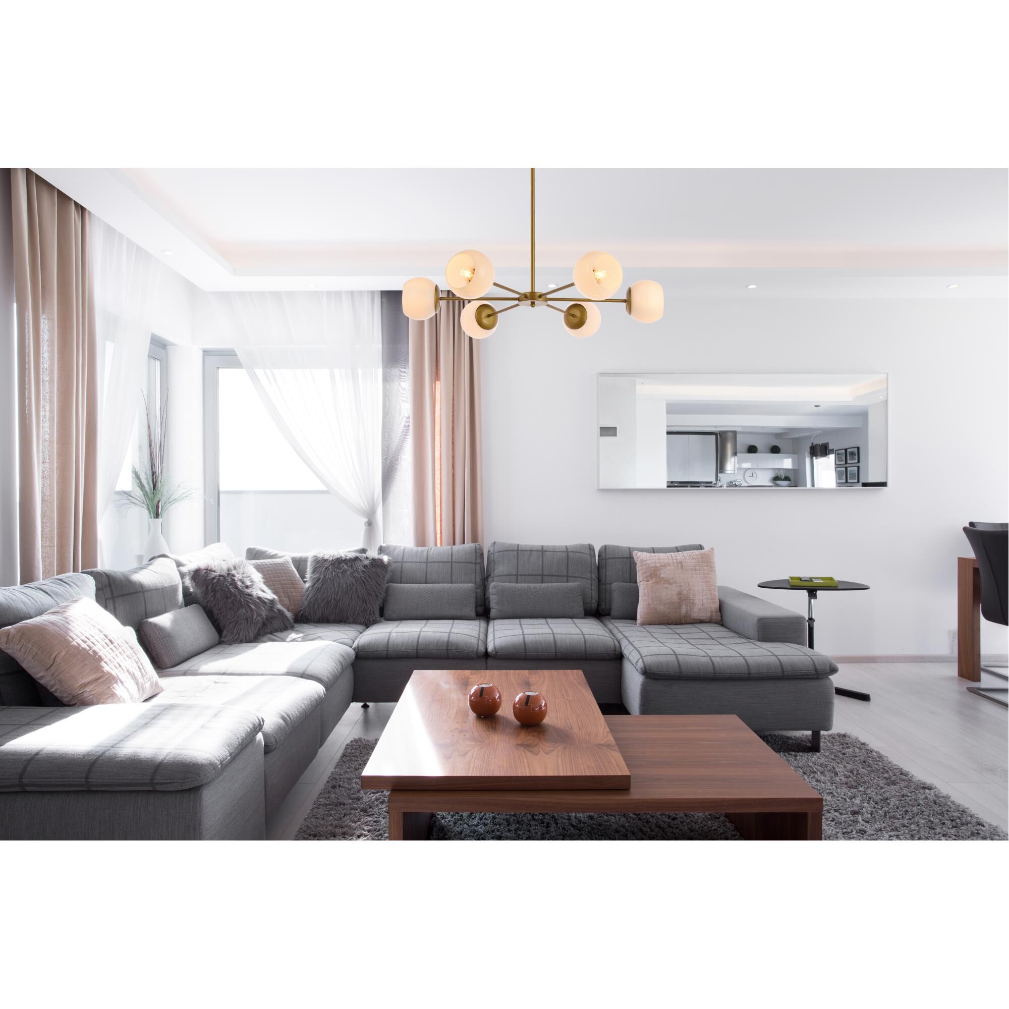 Shown in Brass finish and White glass