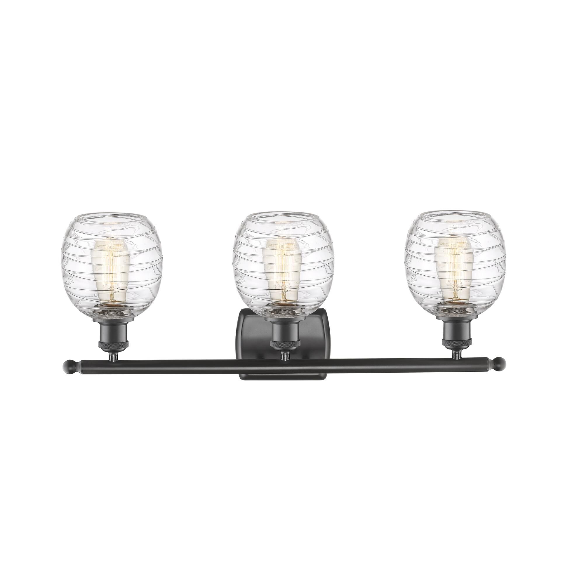 Shown in Oil Rubbed Bronze finish and Deco Swirl glass