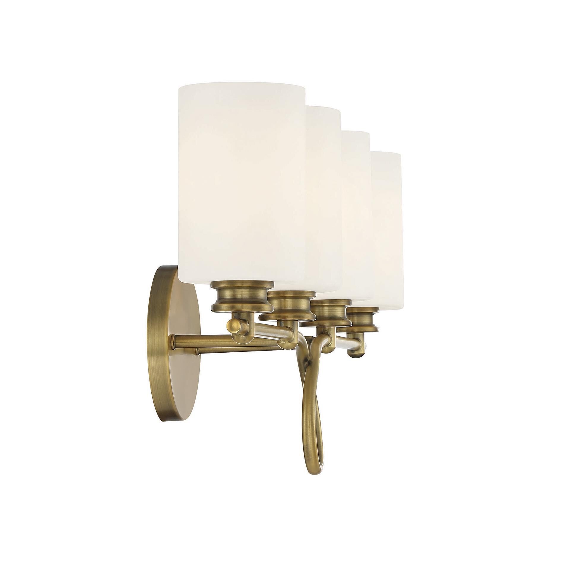 Shown in Warm Brass finish and White glass