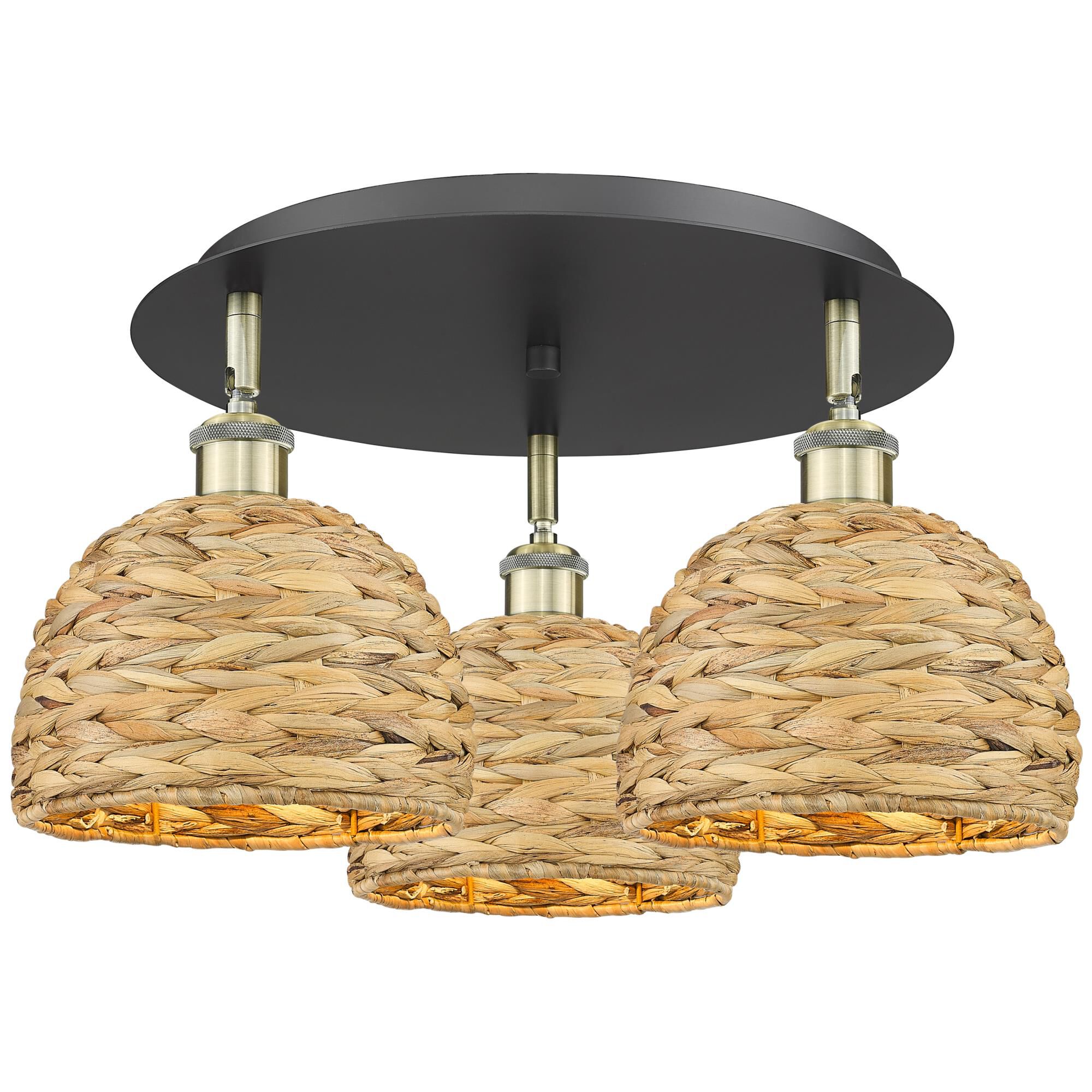 Bruno Marashlian Woven Rattan 20 Inch Flush Mount by Innovations Lighting
