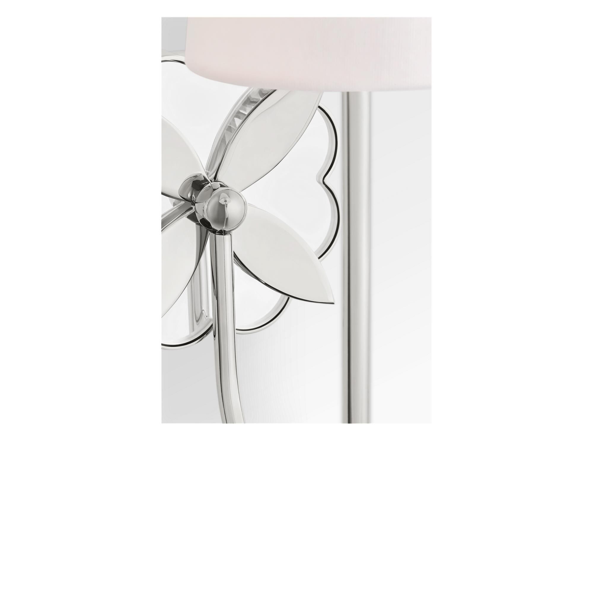 Shown in Polished Nickel finish and White Linen Fabric shade