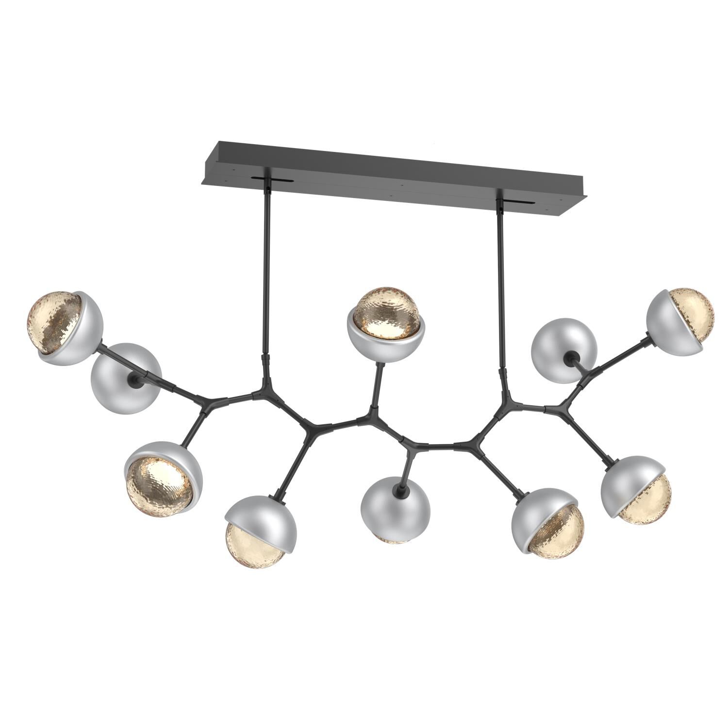 Shown in Matte Black finish and Amber glass and Classic Silver accent