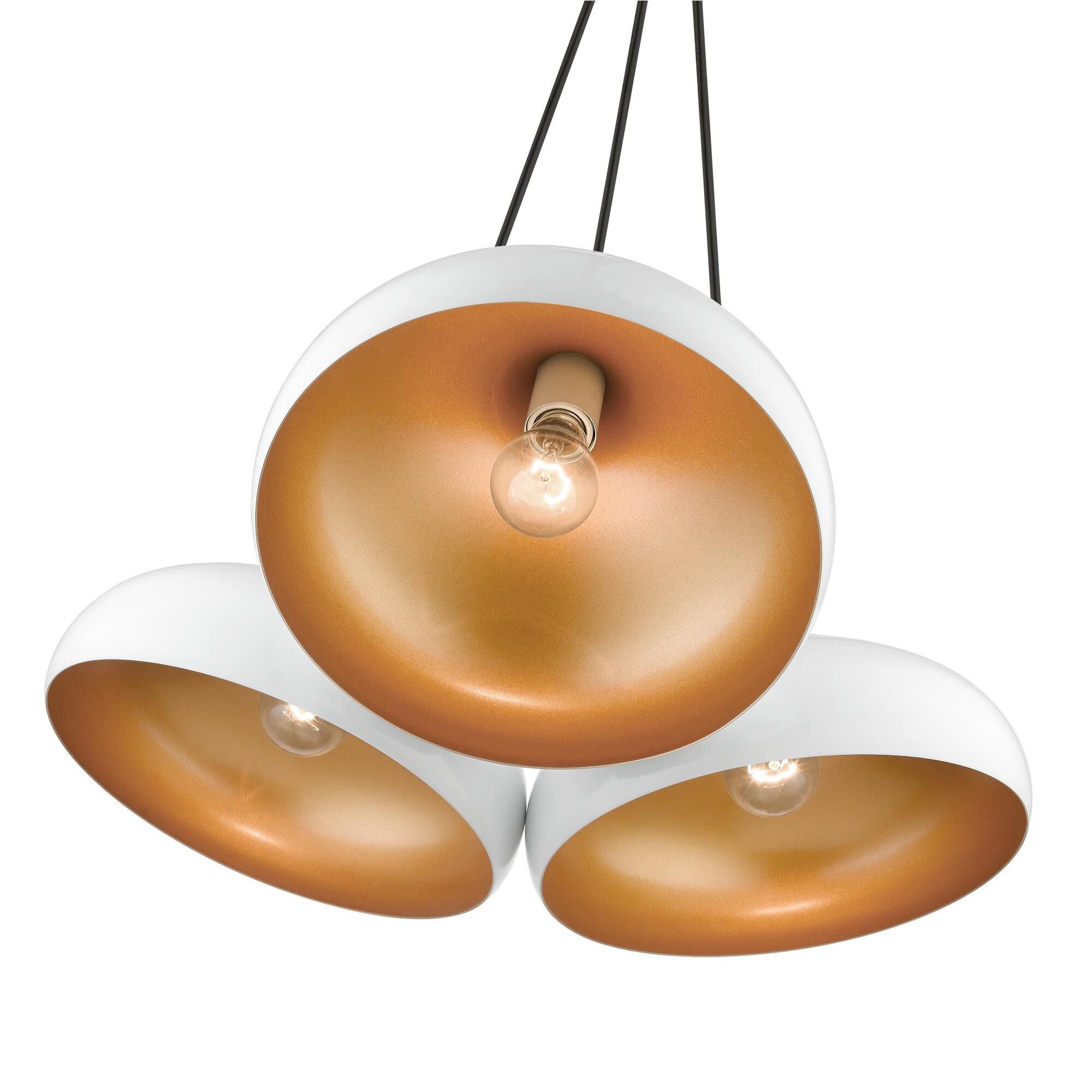 Shown in Shiny White with Polished Chrome Accents finish and Shiny White Aluminum with Gold Inside shade