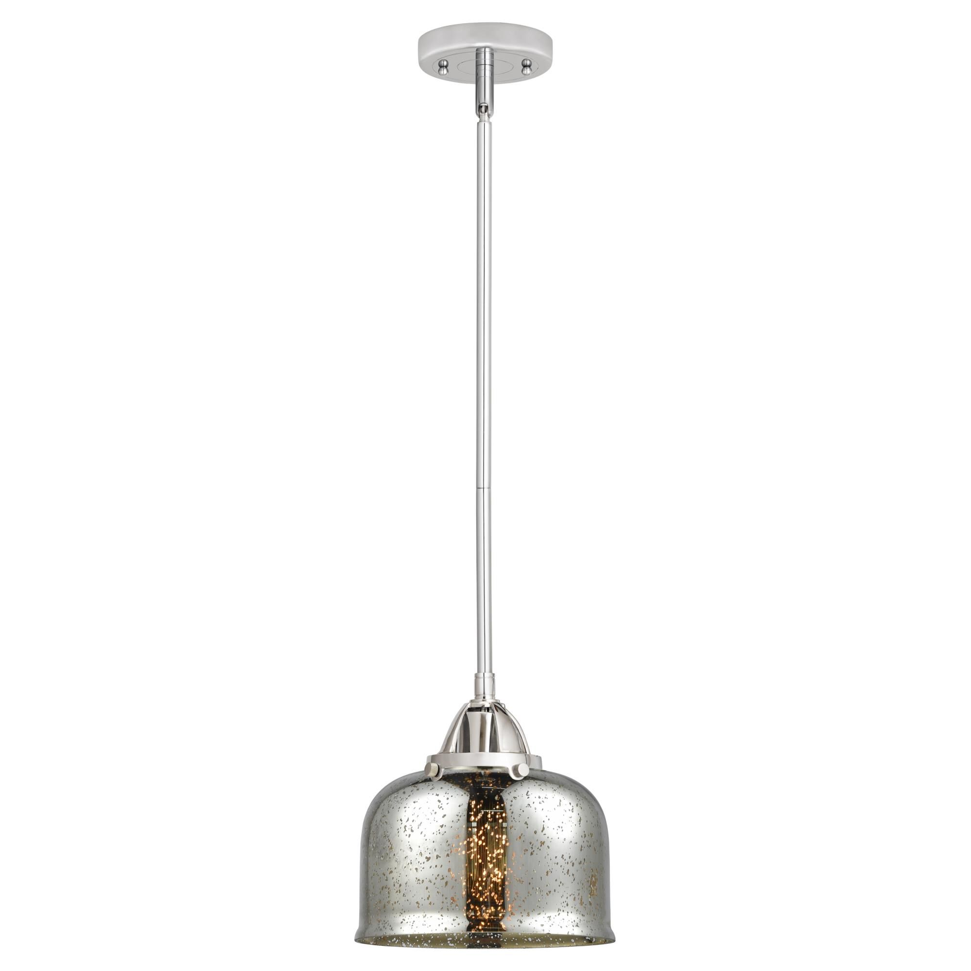 Shown in Polished Chrome finish and Silver Plated Mercury Large Bell glass and No Shade shade