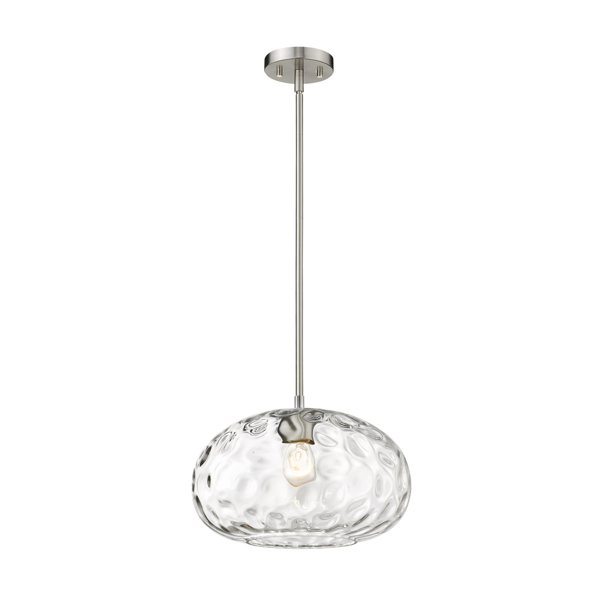 Shown in Brushed Nickel finish and Glass shade