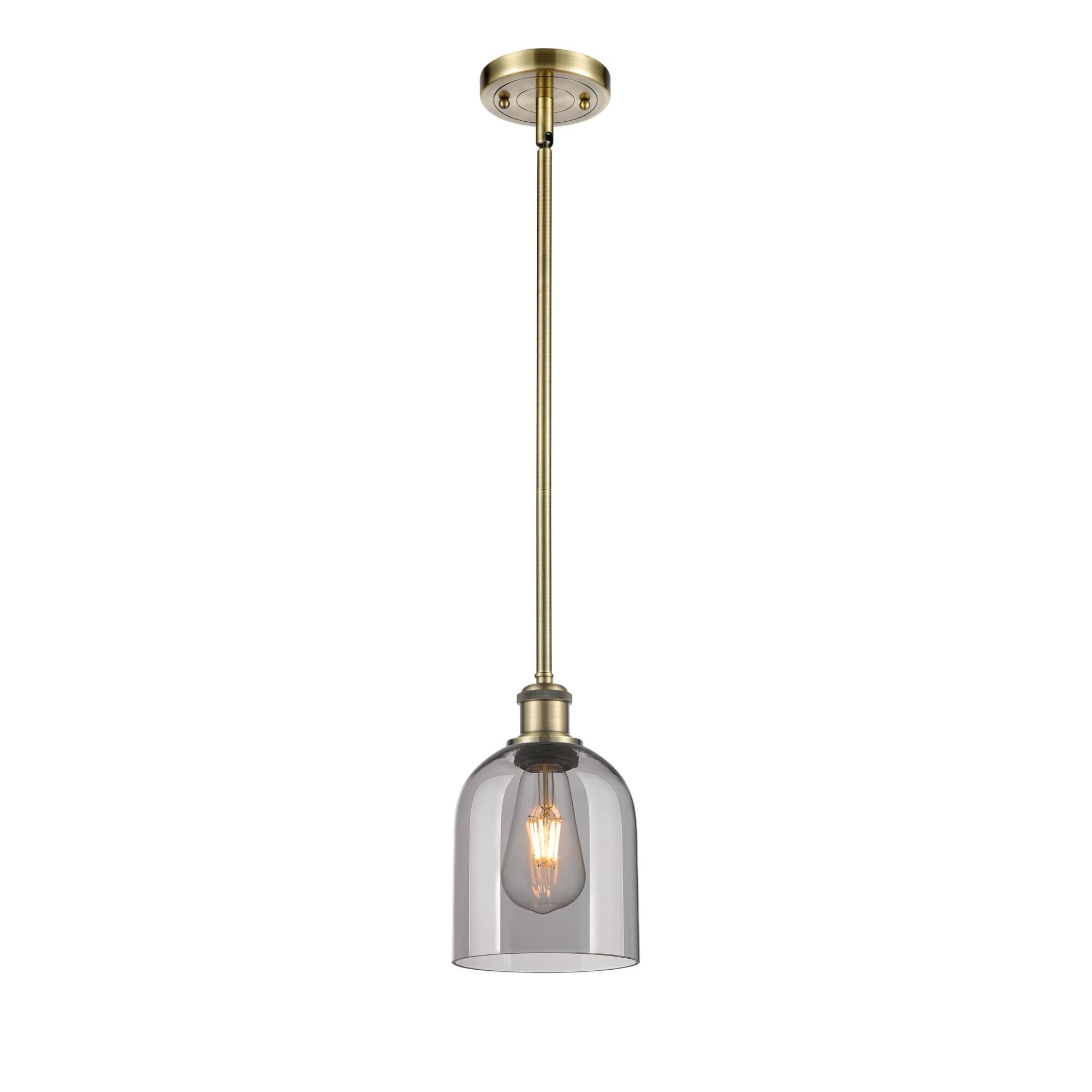 Shown in Antique Brass finish and Light Smoke glass
