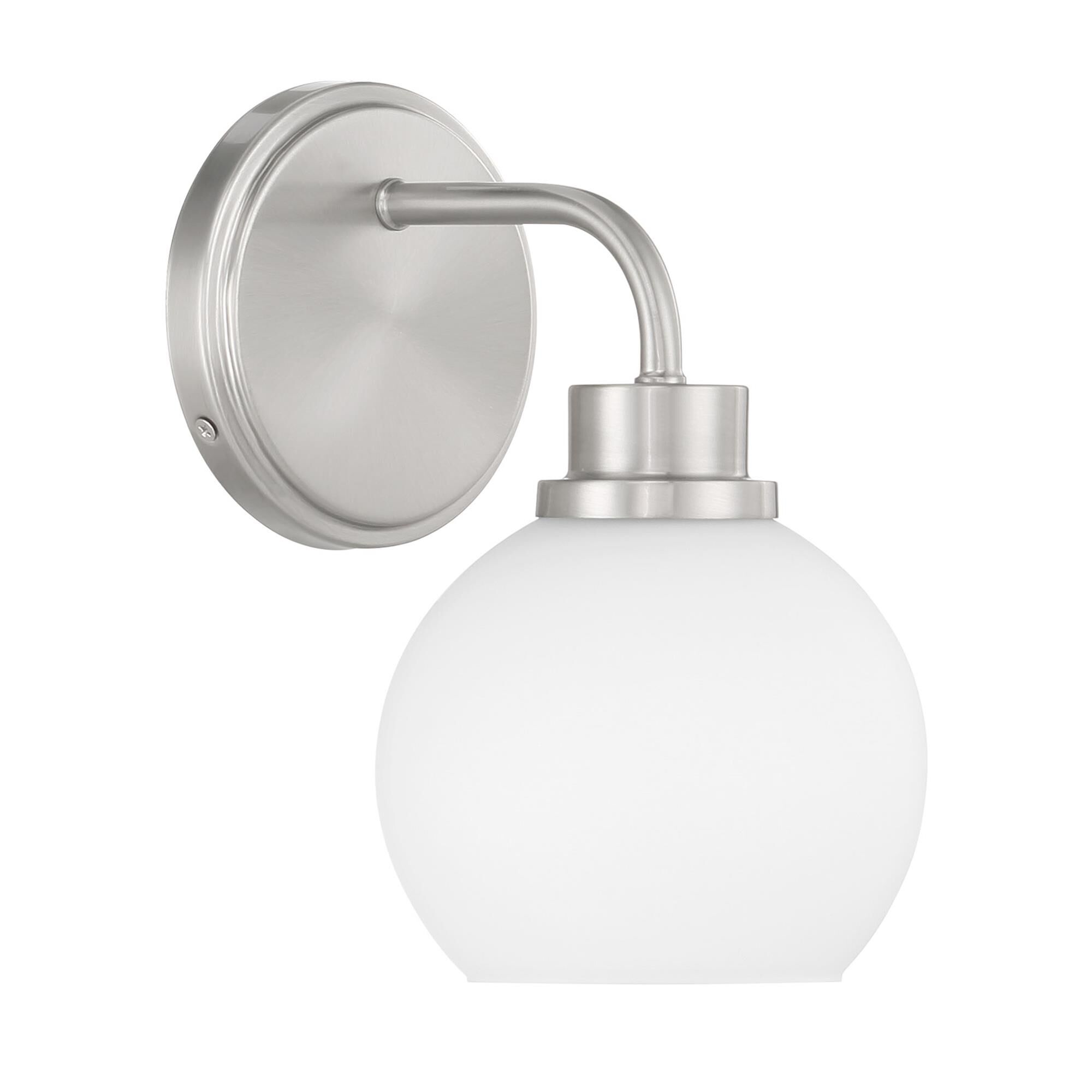 Shown in Brushed Nickel finish and White Opal glass